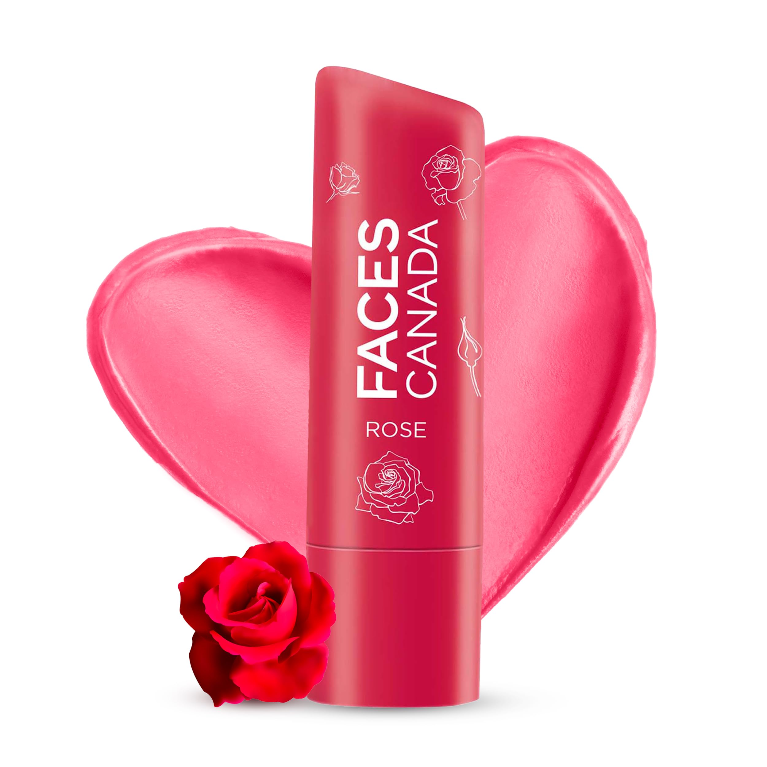 FACESCANADA Red Tinted Lip Balm - Rose Petal | SPF 15 | 12 Hour Moisture | Rosy Soft Lips with Shea Butter & Vitamin E | Deep No