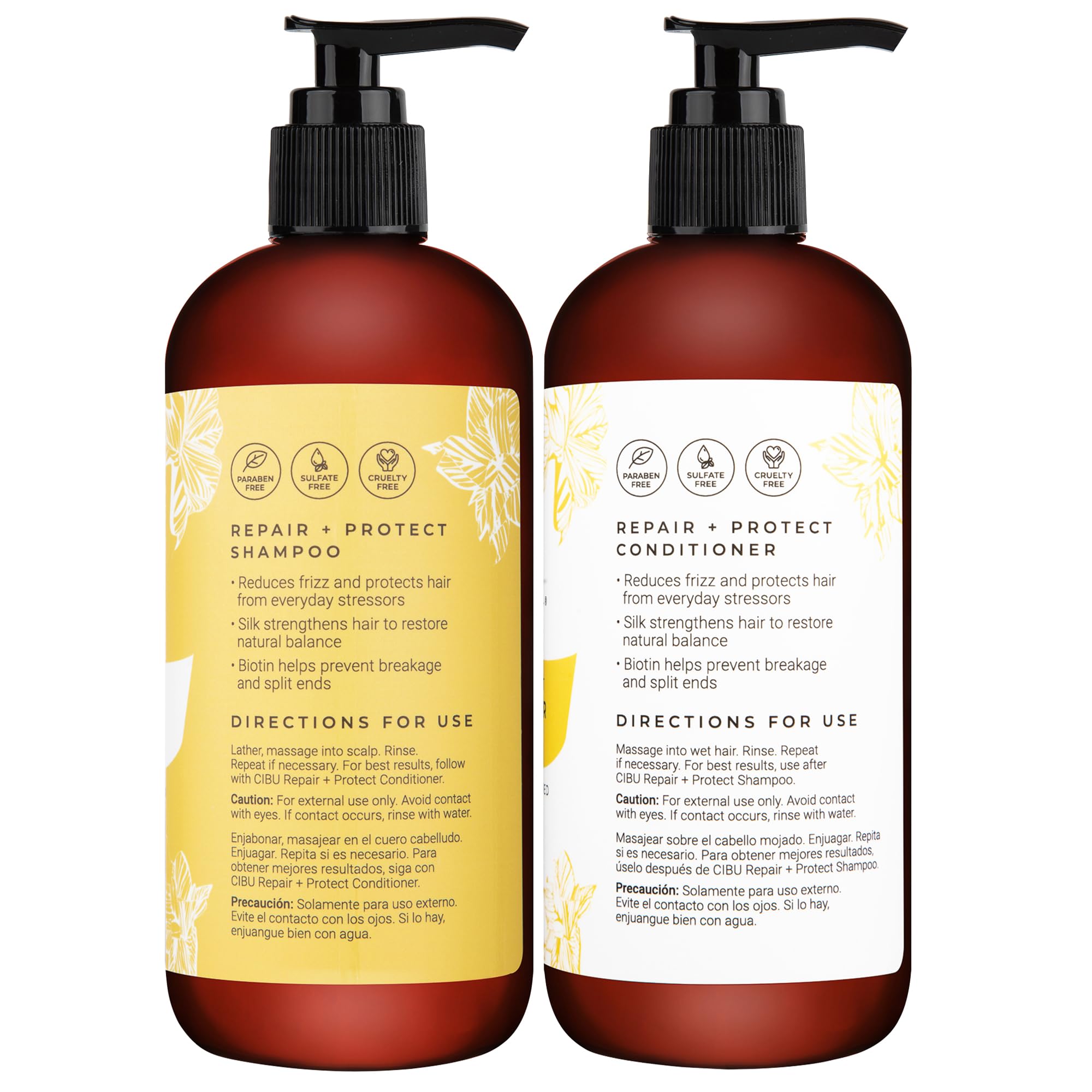 cibu Repair + Protect Shampoo and Conditioner Bundle 90002 Restores Damaged Hair | Protects From Breakage | Safe for Color-Treat