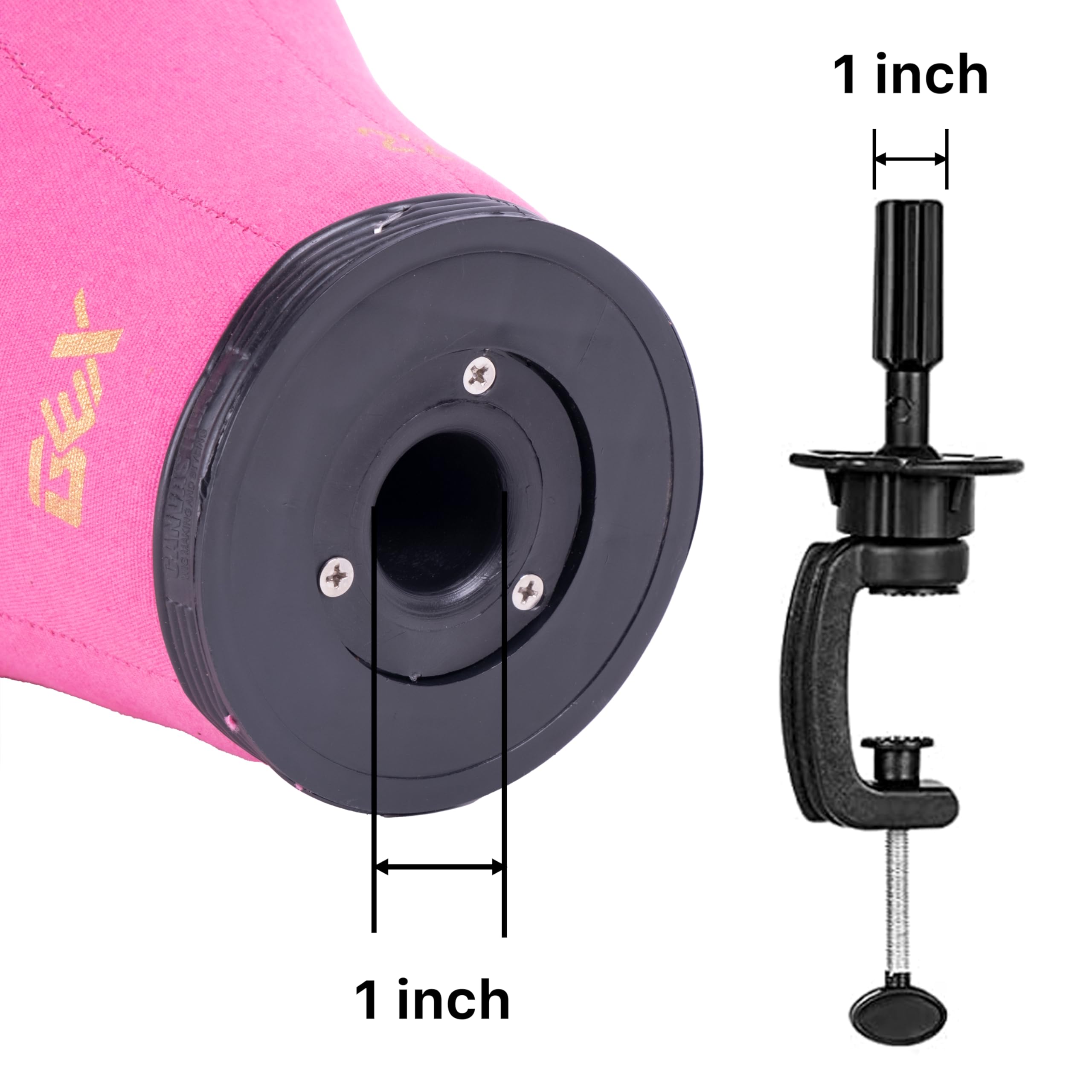 Gex 20''-24'' Canvas Cork Wig Block Mannequin Head For Wig Making Drying Styling Display With Table C Clamp Stand Holder (Rosy 2