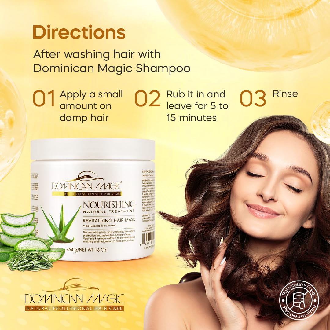 Dominican Magic Nourishing Revitalizing Hair Mask With Aloe Vera, Hair Treatment, Deep Repair & Revitalize For Dry, Damaged Hair