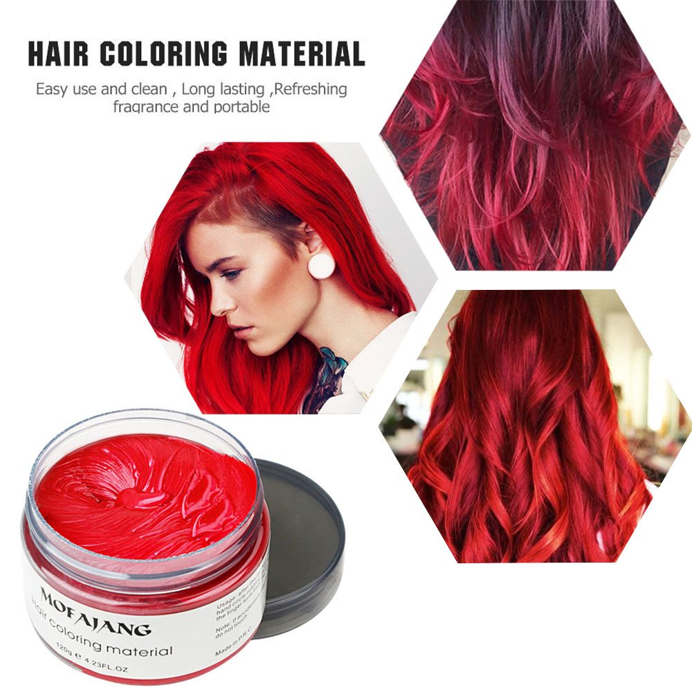 Red Temporary Hair Dye Wax Natural Instant Hair Color Wax Pomades 4.23 Oz,Hair Styling Clay For Party, Cosplay, Halloween,Christ