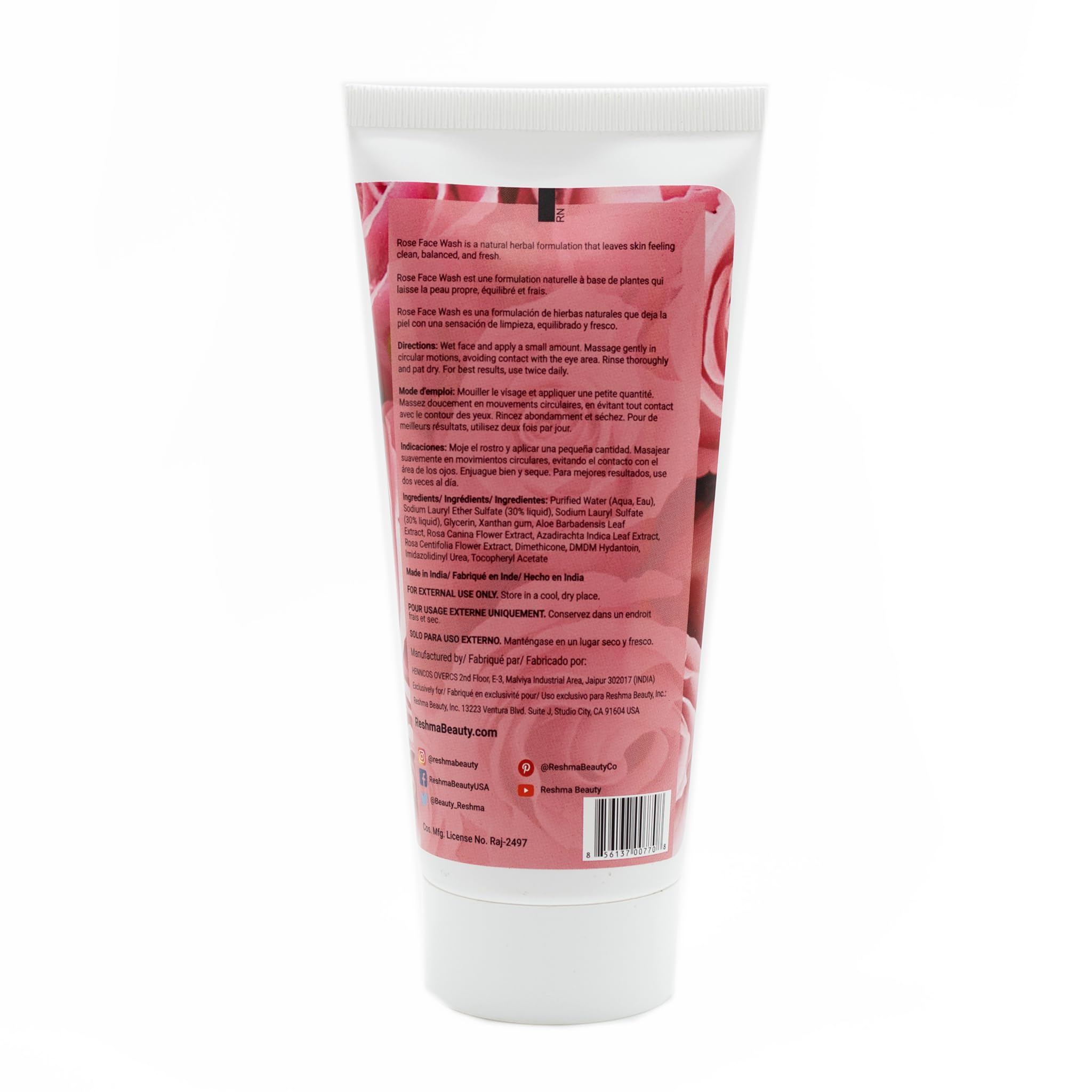 Reshma Beauty Rose Face Wash Cleanser For All Skin Types & Dull Skin Glowing Skin And Deep Cleanser For Reviving, Noursihing & R