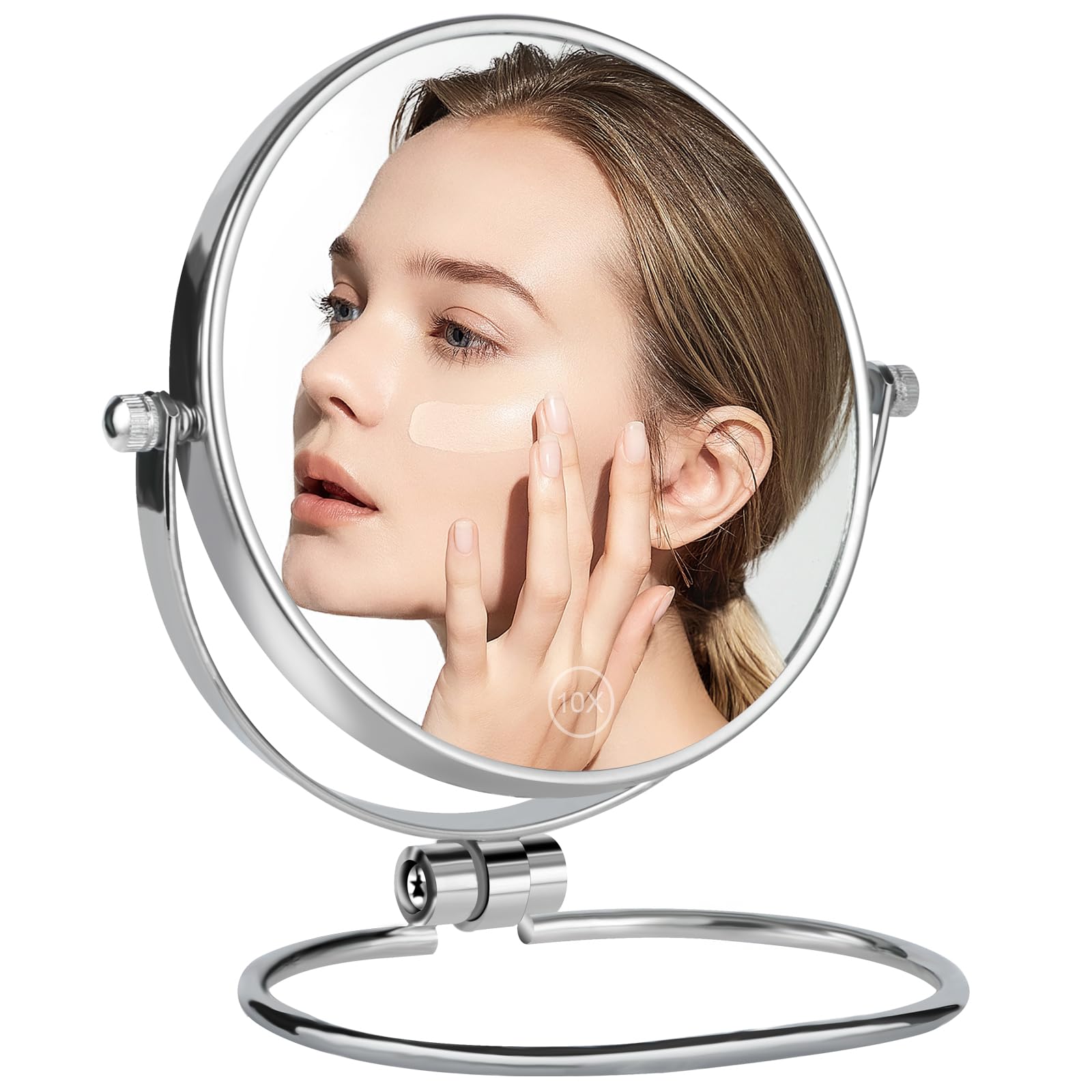 AumVum Travel Makeup Mirror, 6 Portable Folding Double-Sided Vanity Mirror, 10X Magnification, Handheld & Wall Hanging, Magnifyi
