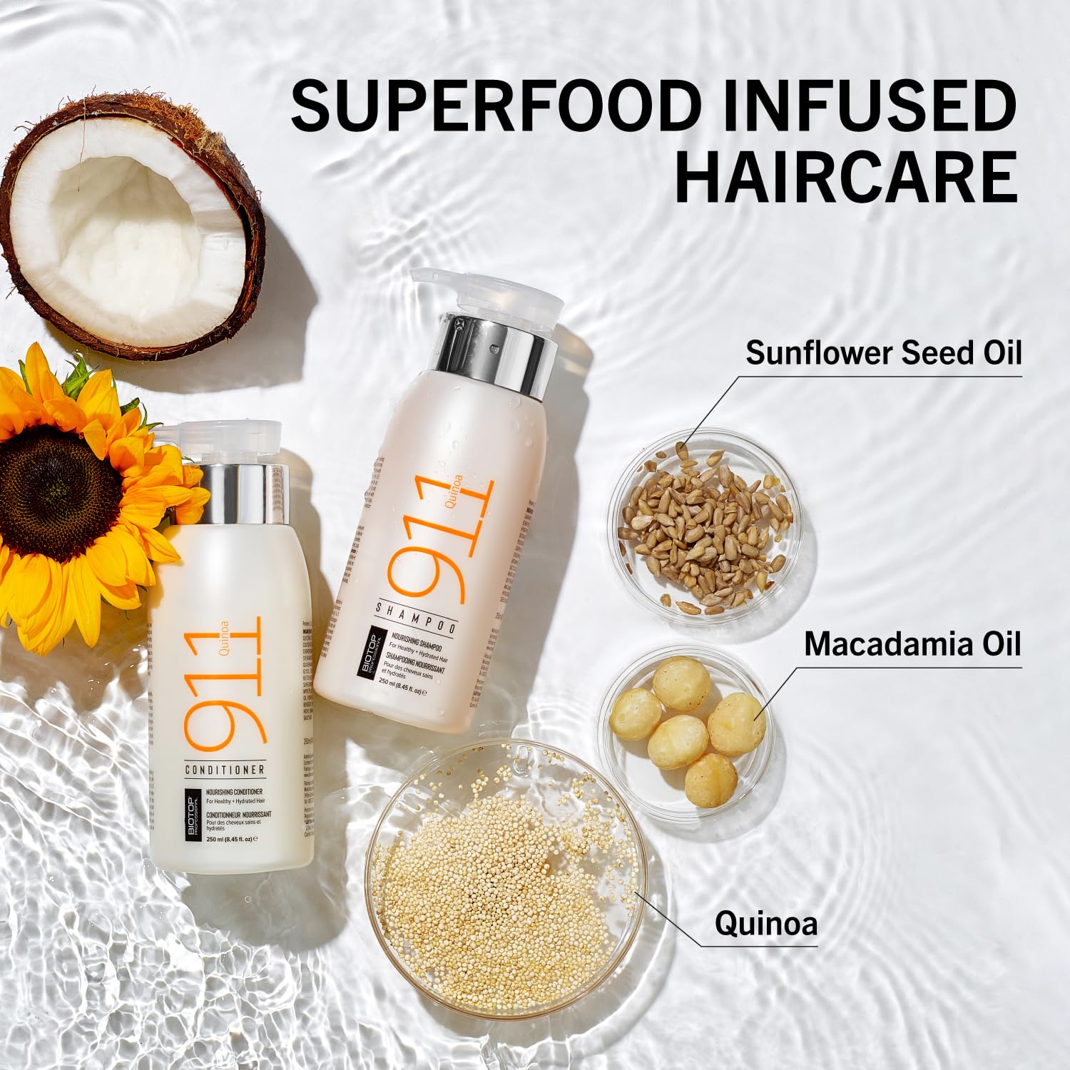 Biotop Professional 911 Quinoa Hair Conditioner - Hydrating Conditioner for Hair Health + Frizz Control - Repairing, pH Balancin