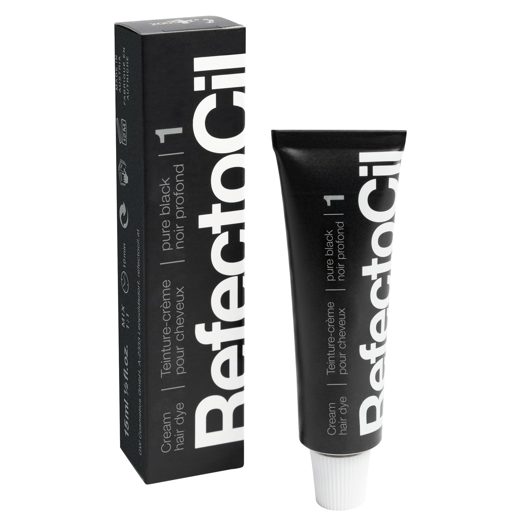 Refectocil Black (#1) Hair Tinting Kit Includes Cream Hair Dye + Application Set & Mixing Dish