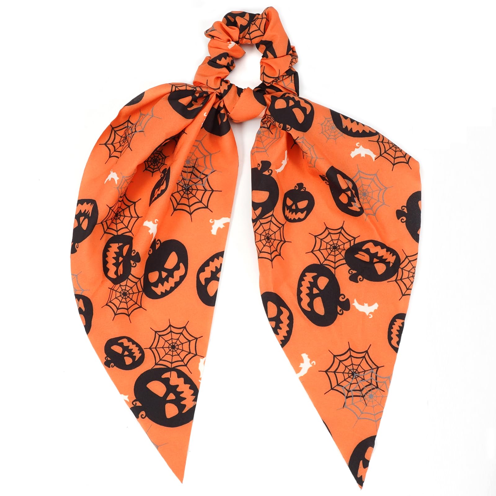 Halloween Hair Ties For Women Girls Spooky Spider Web Skeleton Bat Pumpkin Hair Scrunchies Black Orange Hair Tie Ribbon Hair Bow