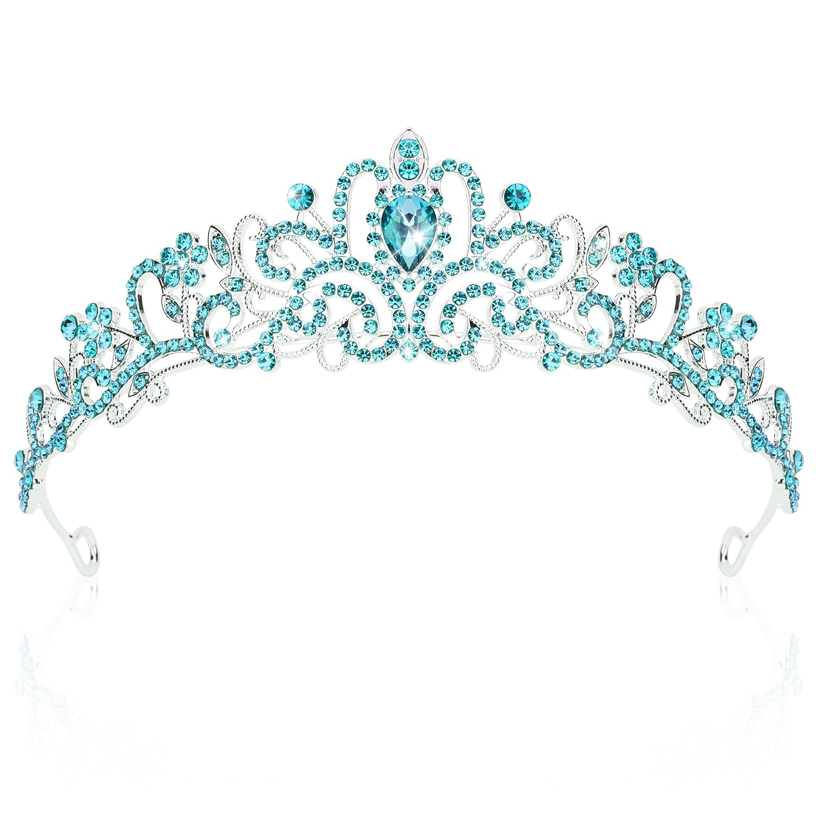 CIEHER Blue Crown Blue Tiara Prom Crown Blue Queen Crown for Women Princess Crown for Girls Luxury Rhinestone Blue Crown for Bir