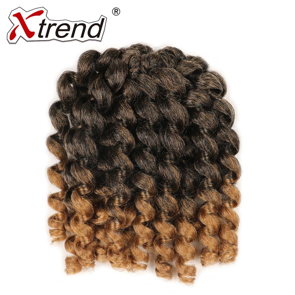 5 Packs Wand Curl Hair 8inch Jamaican Bounce Synthetic Crochet Twist Braids Hair Extension 20strands/pack Xtrend Hair (1B/27#, 5