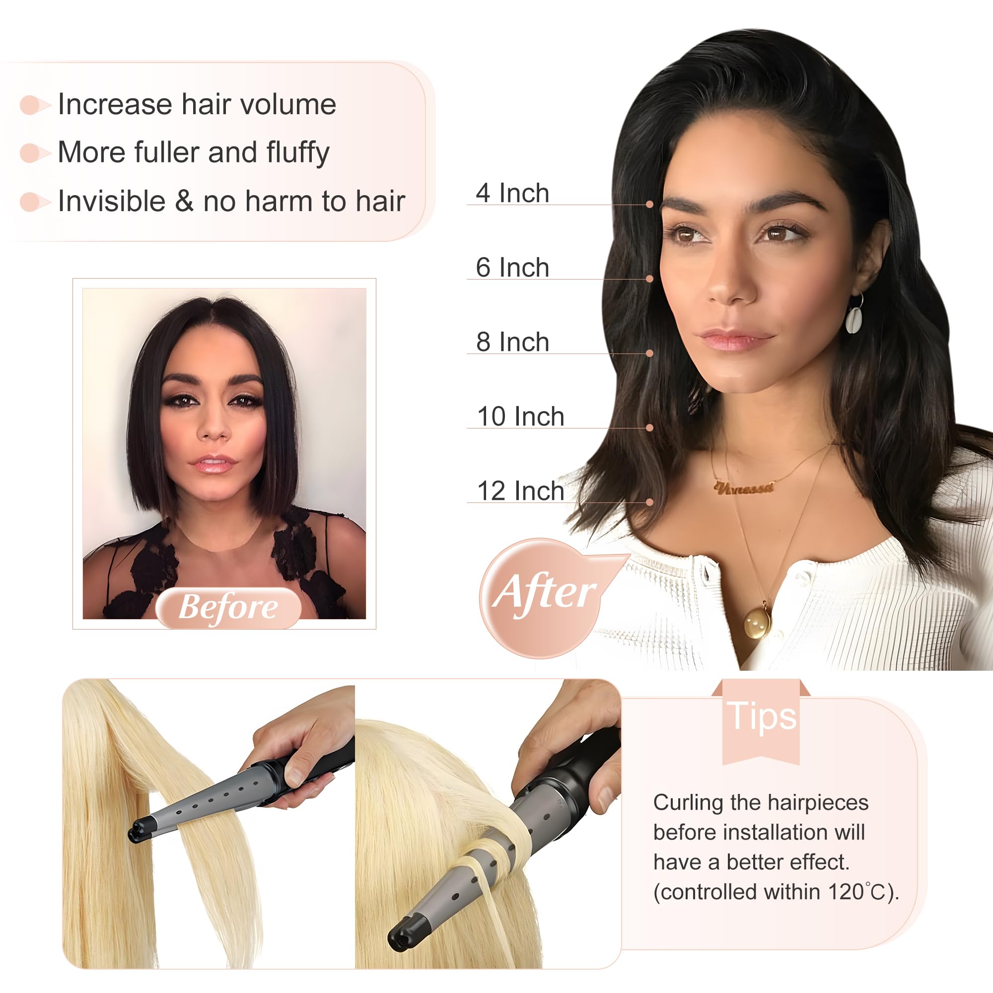 SEGO Short Hair Extensions Clip in Human Hair 8 Inch Hairpiece Human Hair Toppers for Women With Thinning Hair Adding Hair Volum
