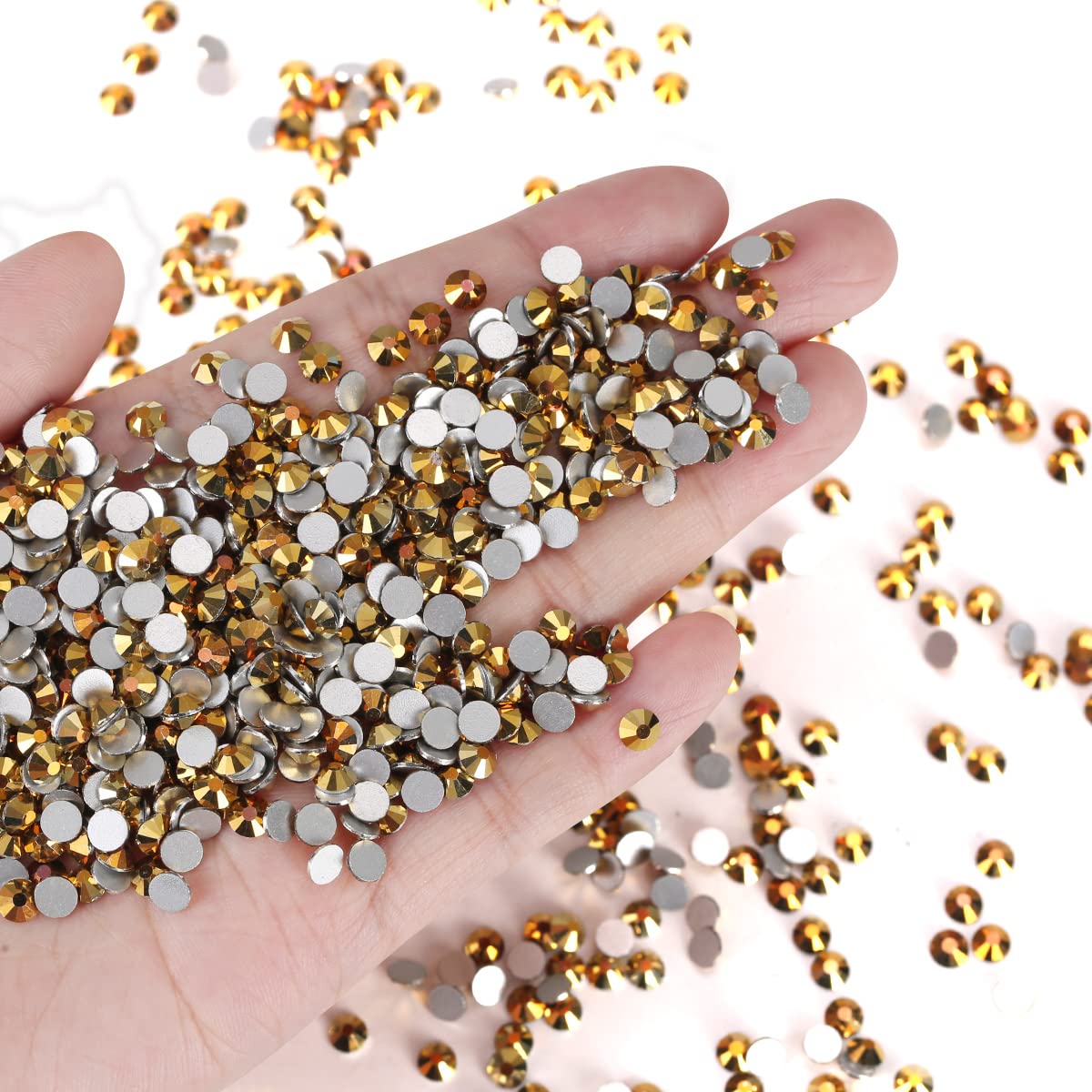 Novani Rhinestones Flatback Rhinestones Glass Gems Stones Jewels Round Gemstones Non-Hotfix Crystal For Crafts,Ss30,288 Pieces,G