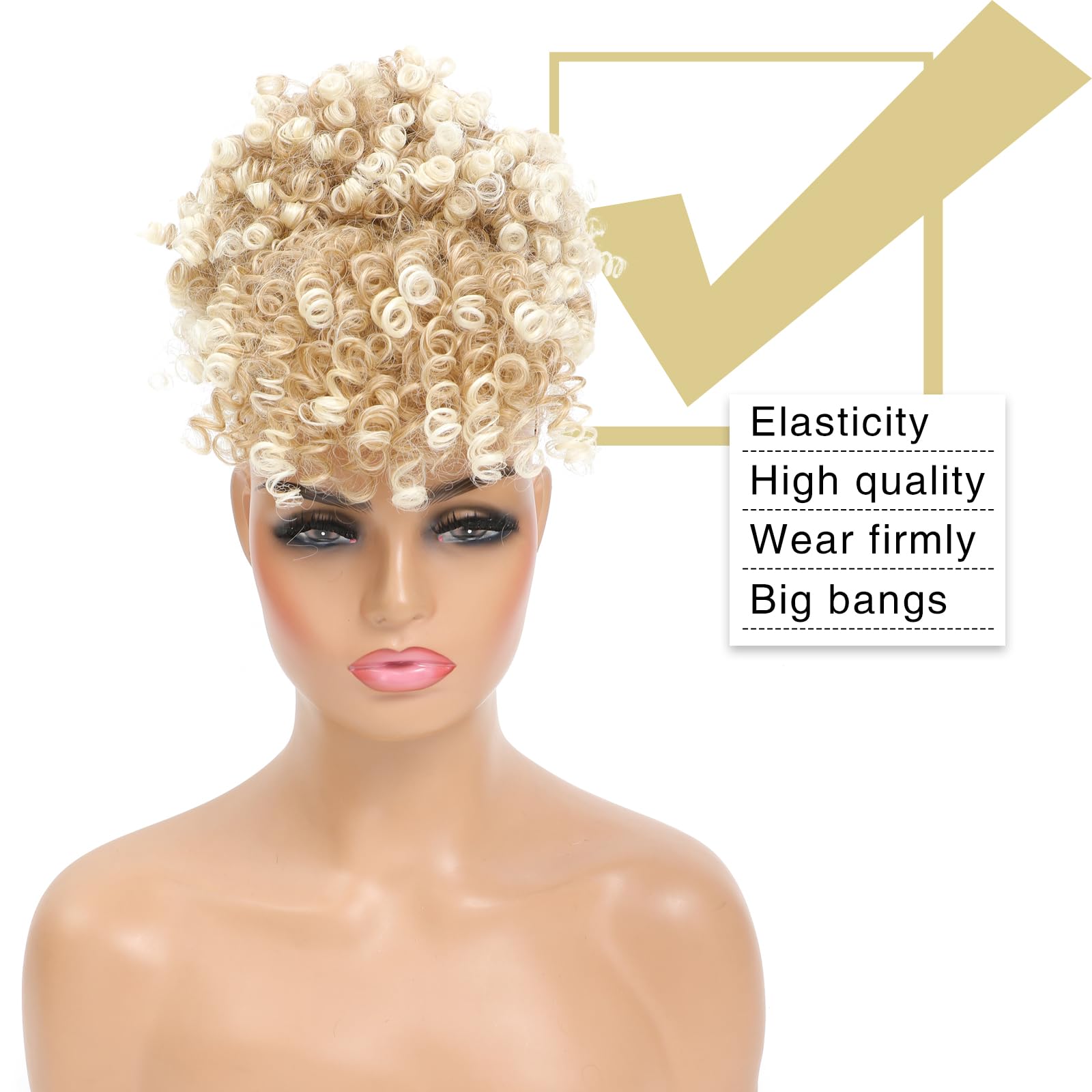 Entranced Styles Drawstring Ponytail With Bangs Afro Puff Ponytail Extensions For Women Short Curly Puff Ponytail With Bangs Cli
