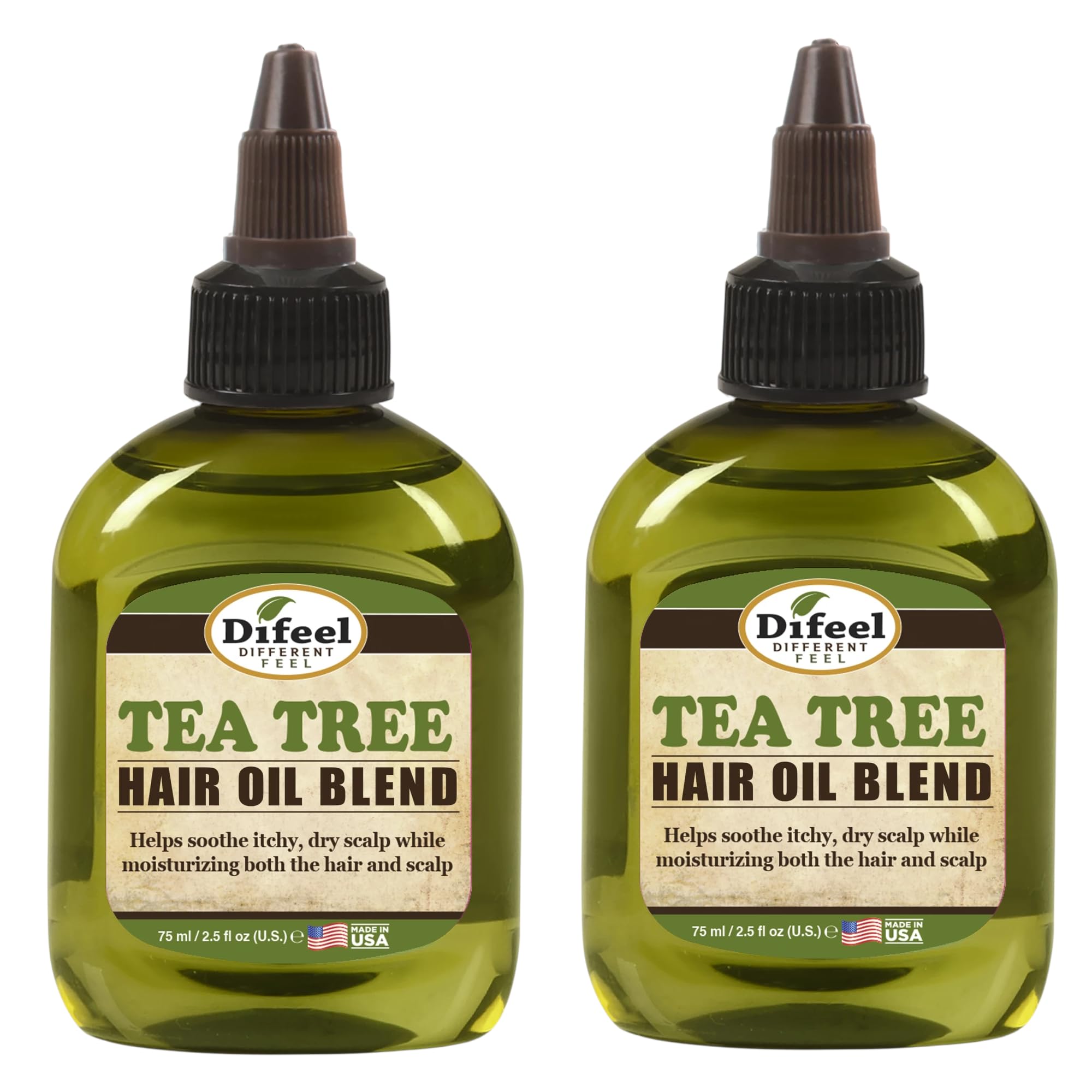 Difeel Tea Tree Hair Oil Blend  Travel Size 2.5 Ounces (PACK OF 2) Blend of Tea Tree Oil for Dry Scalp