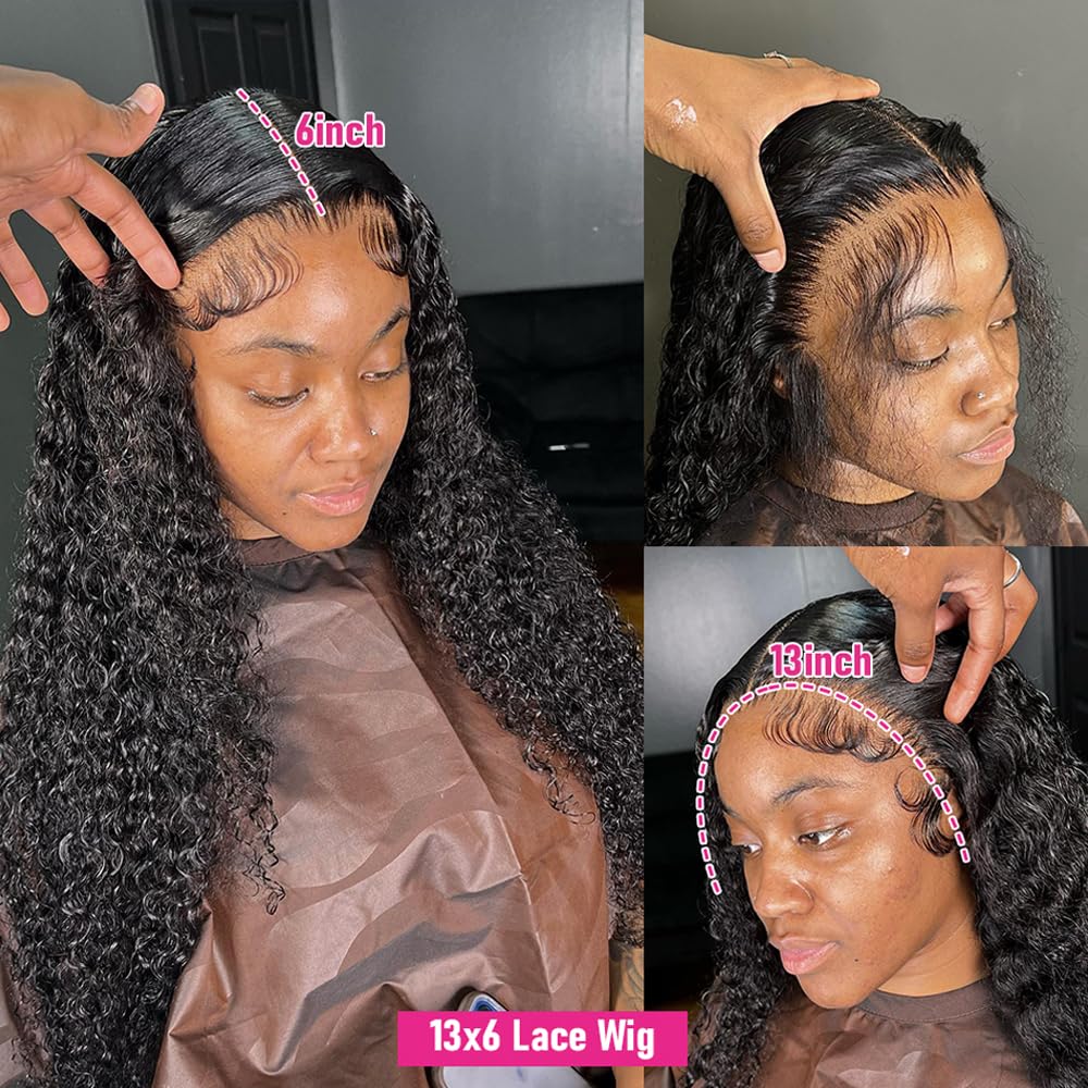 Huichu 13X6 250 Density Water Wave Lace Front Wigs Human Hair Glueless Wigs Human Hair Pre Plucked Pre Cut Deep Wave Hd Transpar