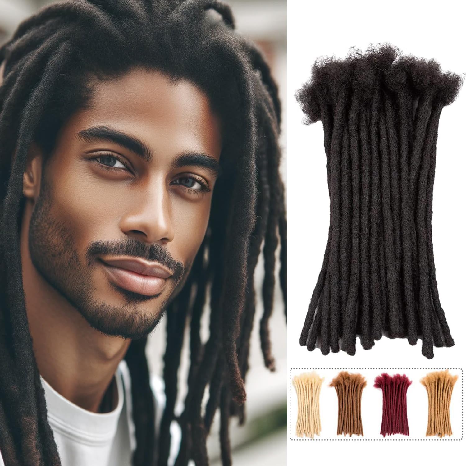 Teresa 10 Inch 0.8cm Width Loc Extension Human Hair Natural Black 60 Strands Full Hand-made Permanent Locs Extensions Can Be Dye