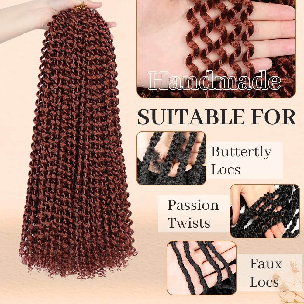 Showcoco 18 Inch Passion Twist Hair, Water Wave Crochet Hair For Black Women 6 Packs Passion Twist Crochet Hair Braids Synthetic