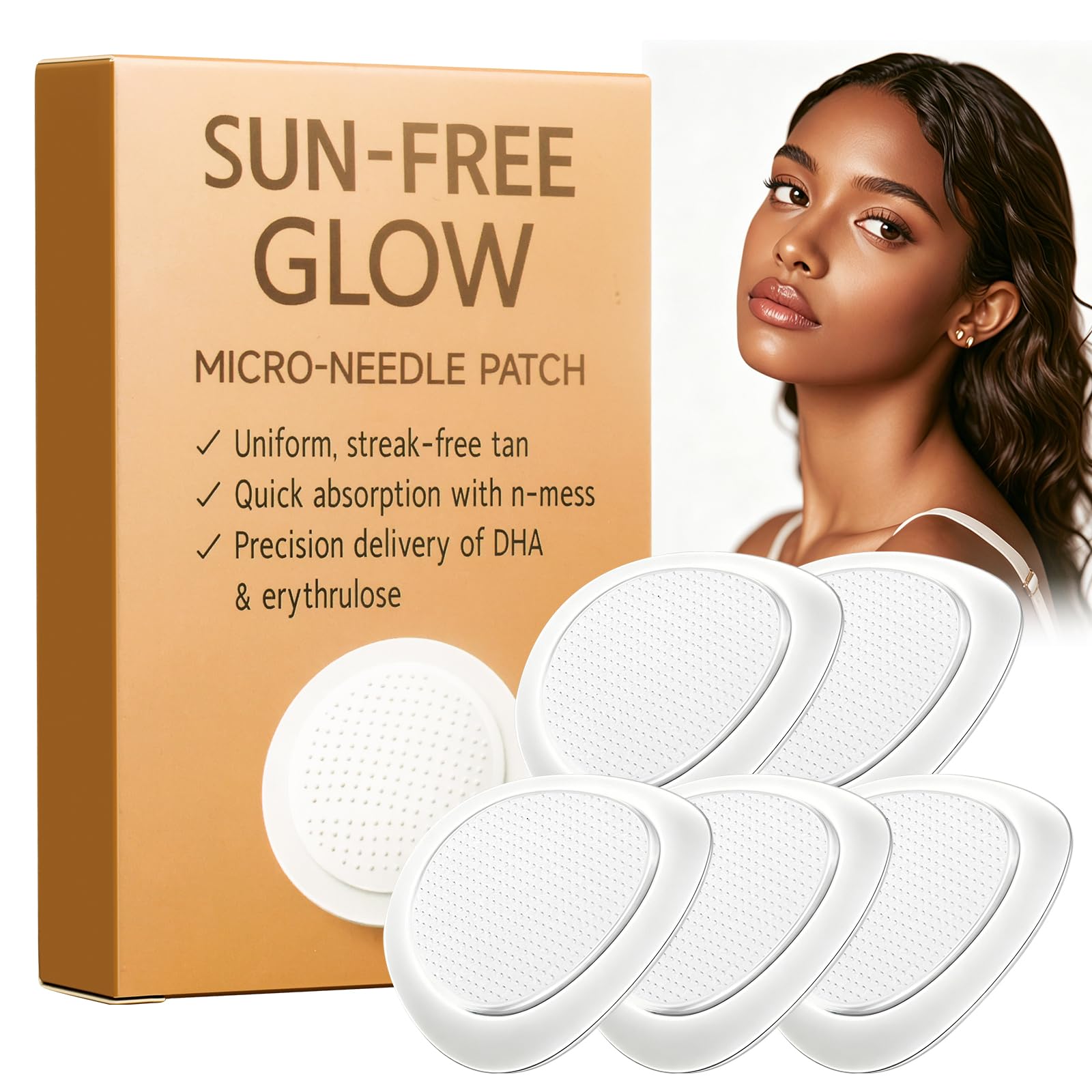2026 New SunFree Glow SelfTan Patches  StreakFree Natural Sunless Tanner for Face & Body, Quick Absorbing,Natural Bronze Glo
