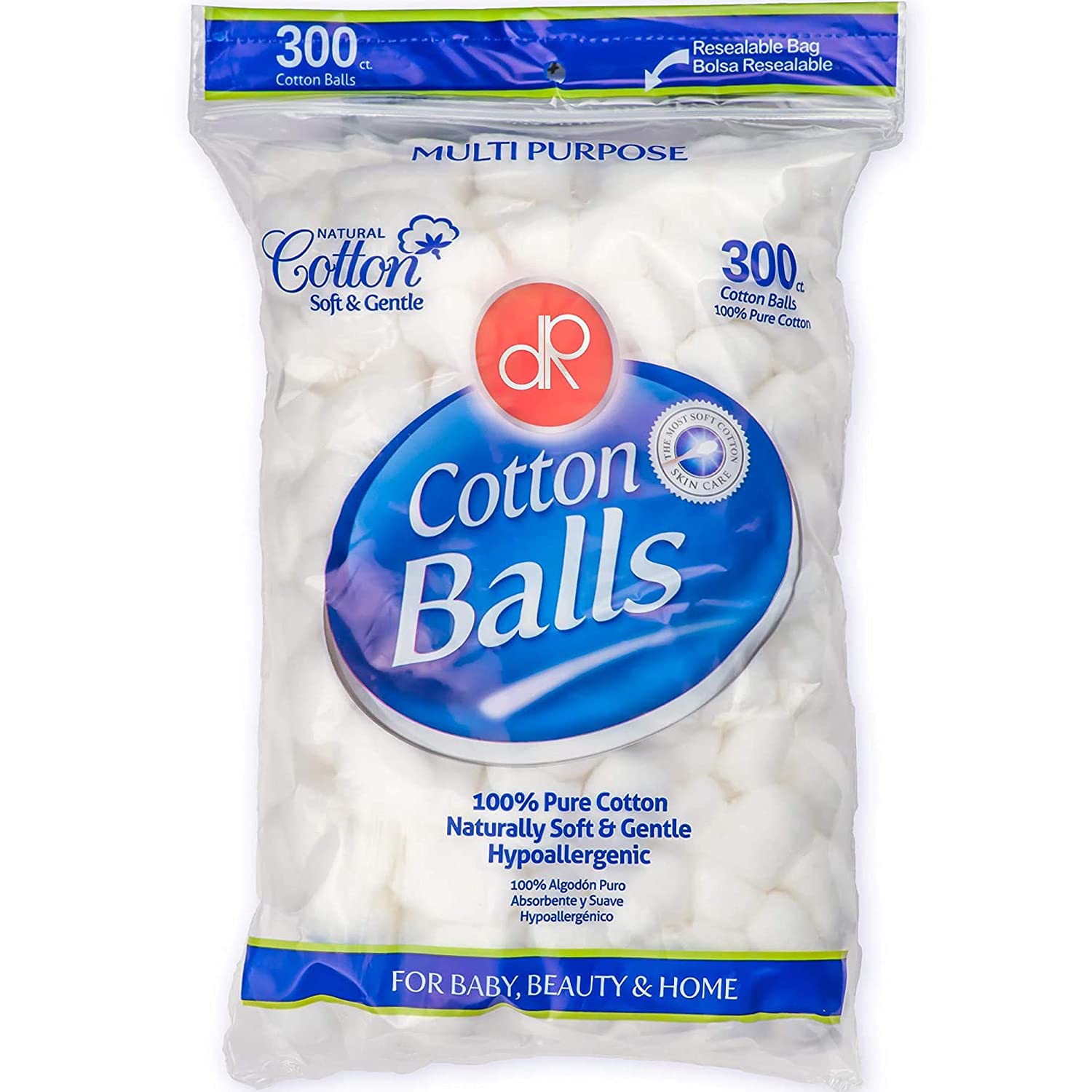 DecorRack 300 Small Cotton Balls for MakeUp, Nail Polish Removal, Pet Care, Applying Oil Lotion or Powder, Made from 100% Pure 