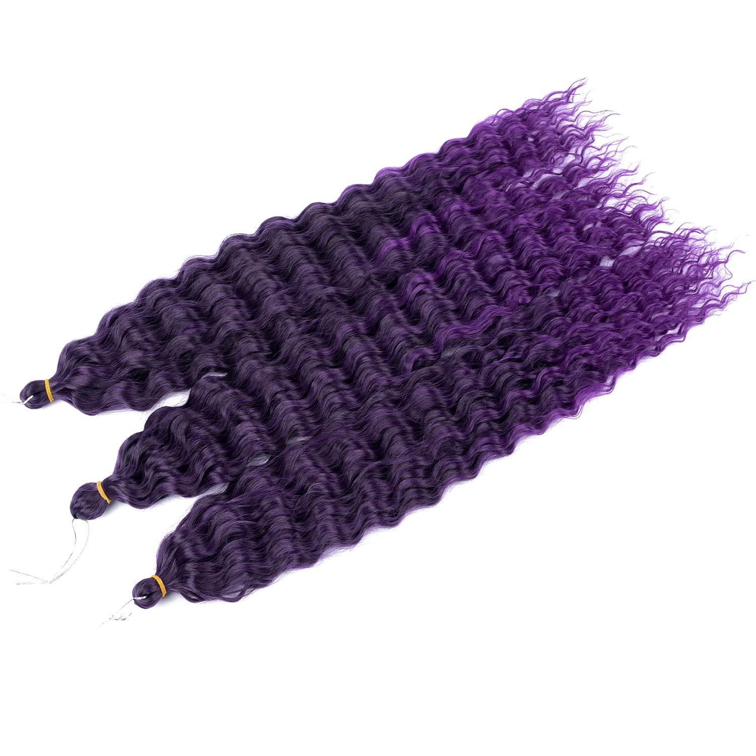 Purple Ocean Wave Braiding Crochet Hair Extensions, 30inch Ombre Deep Wave Crochet Hair, 6Packs Soft Synthetic Curly Crochet Hai