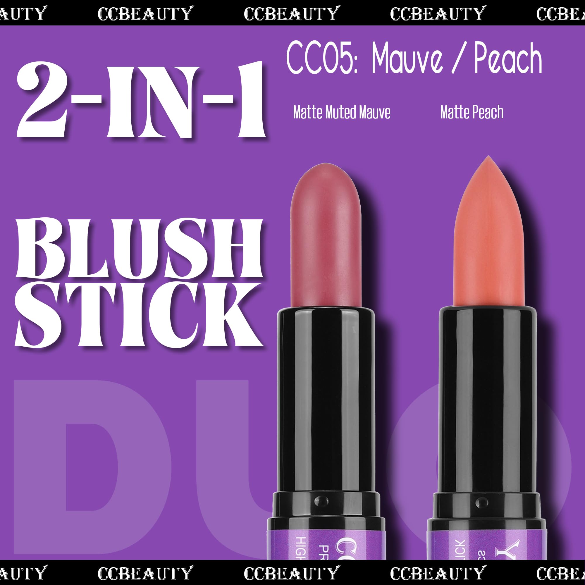 Ccbeauty 2Pcs 2-In-1 Matte Contour Highlighter Stick With Blush,Cream Dual-End Highlight Bronzer Concealer & Blusher For Cheeks