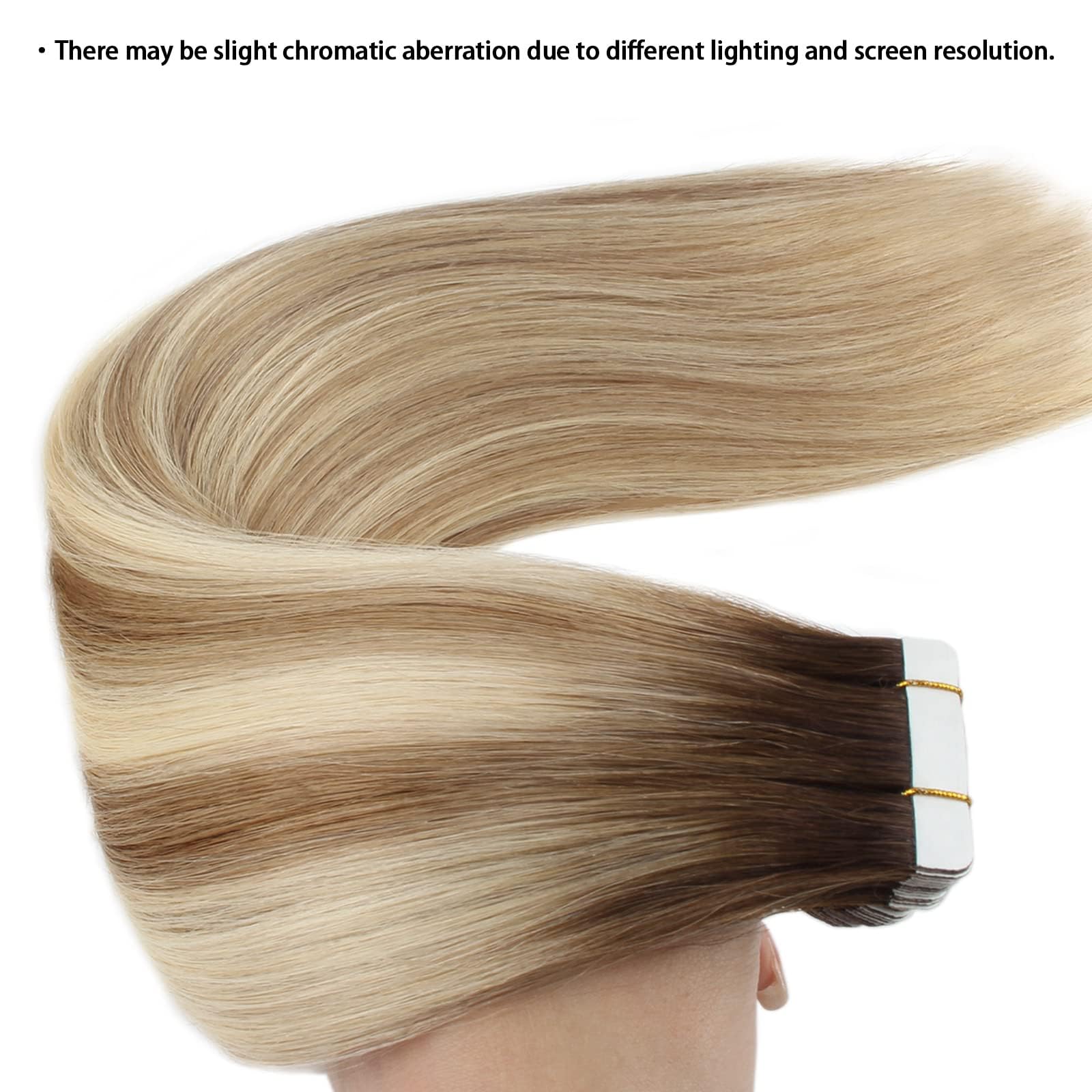 Abh Amazingbeauty Hair Remy Tape In Hair Extensions Ash Brown-Beach Blonde With Dark Brown Root R3-8-613 Semi-Permanent Pre-Tape