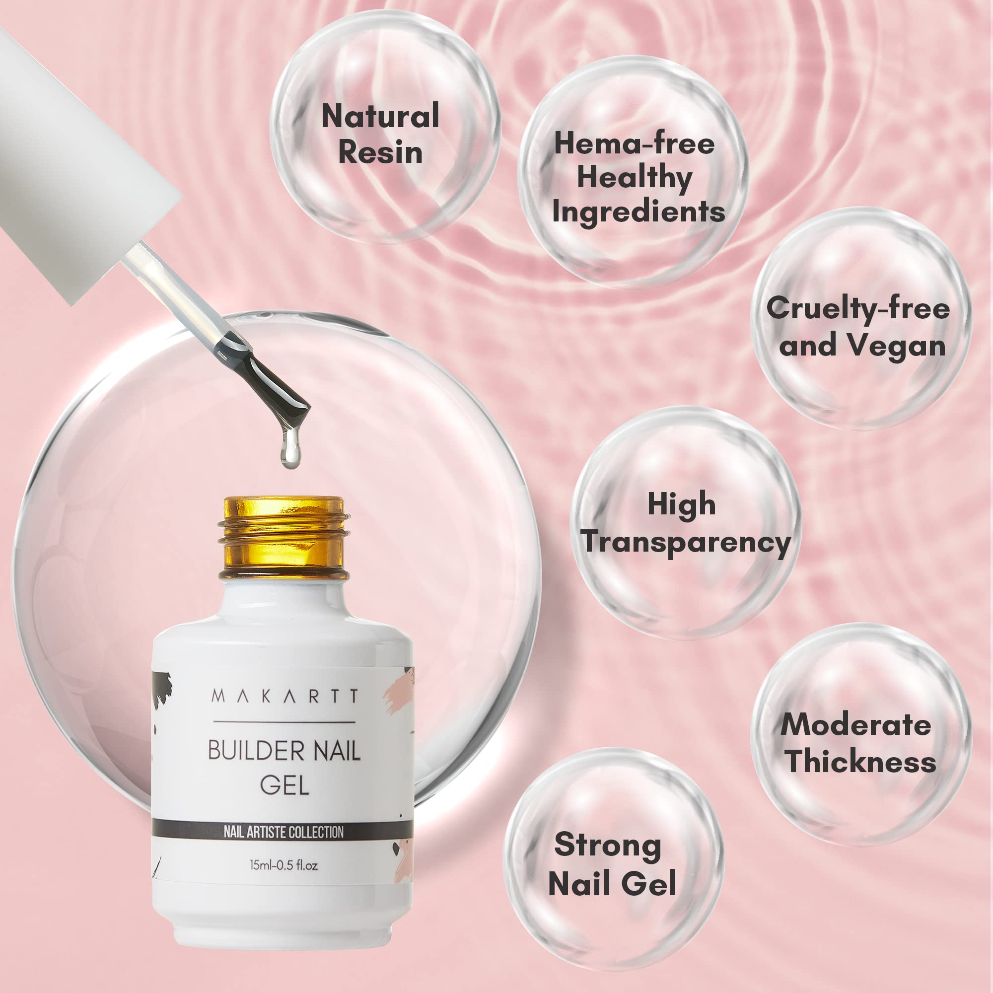 Makartt Builder Nail Gel 15Ml 7 In 1 Multifunctional Clear Gel Nail Polish Base Coat Nail Strengthener Gel Nail Extension Hard G