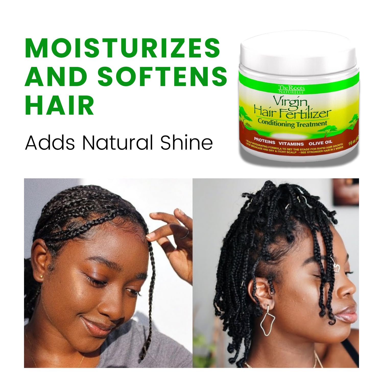 The Roots Naturelle Virgin Hair Fertilizer Conditioning Treatment. Helps Strengthen Hair, Promote Rapid Hair Growth and Protect/