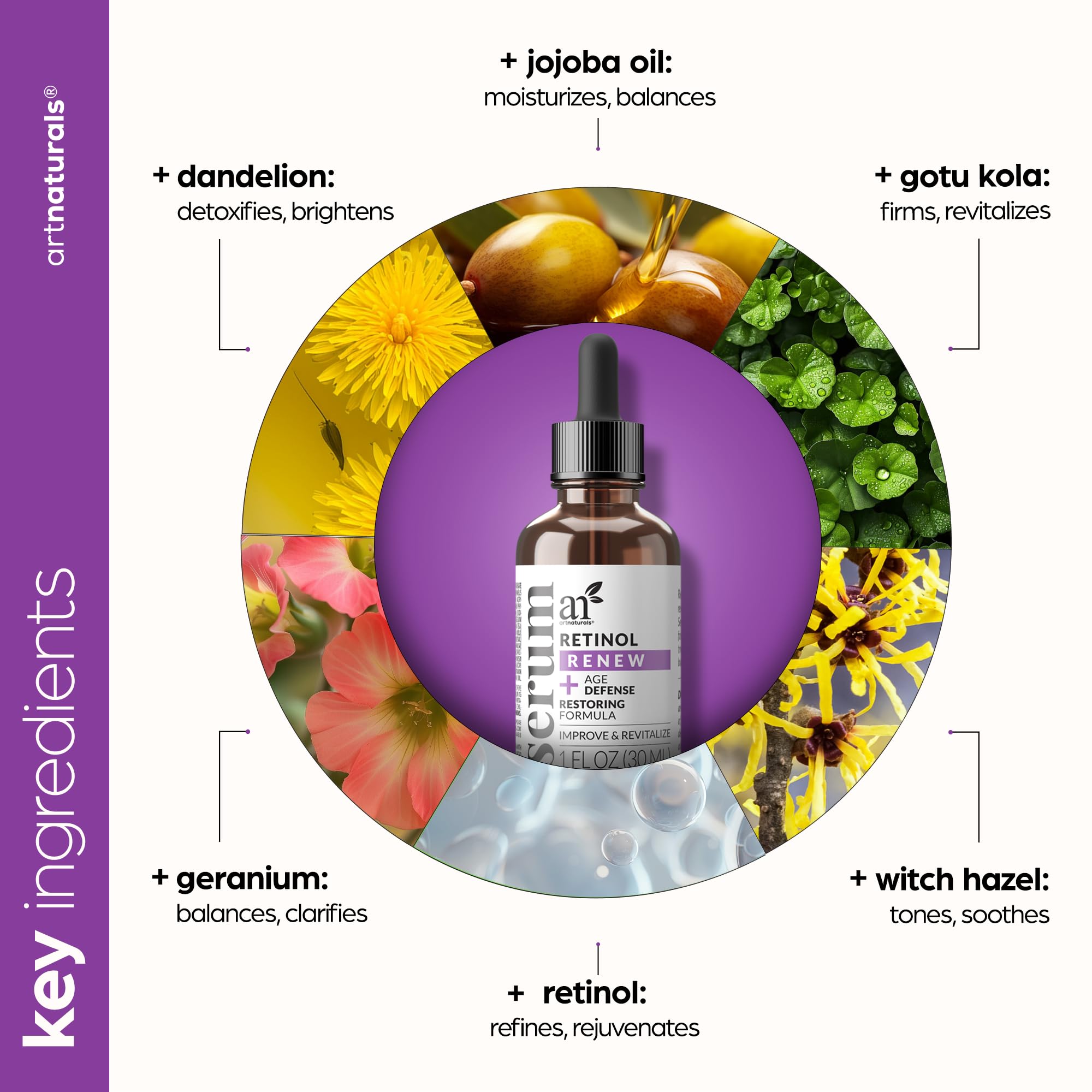 Artnaturals Retinol Serum For Face - With Vitamin C, 2.5% Retinol Oil & Hyaluronic-Acid - Skin Clearing - Anti-Aging, Anti-Wrink