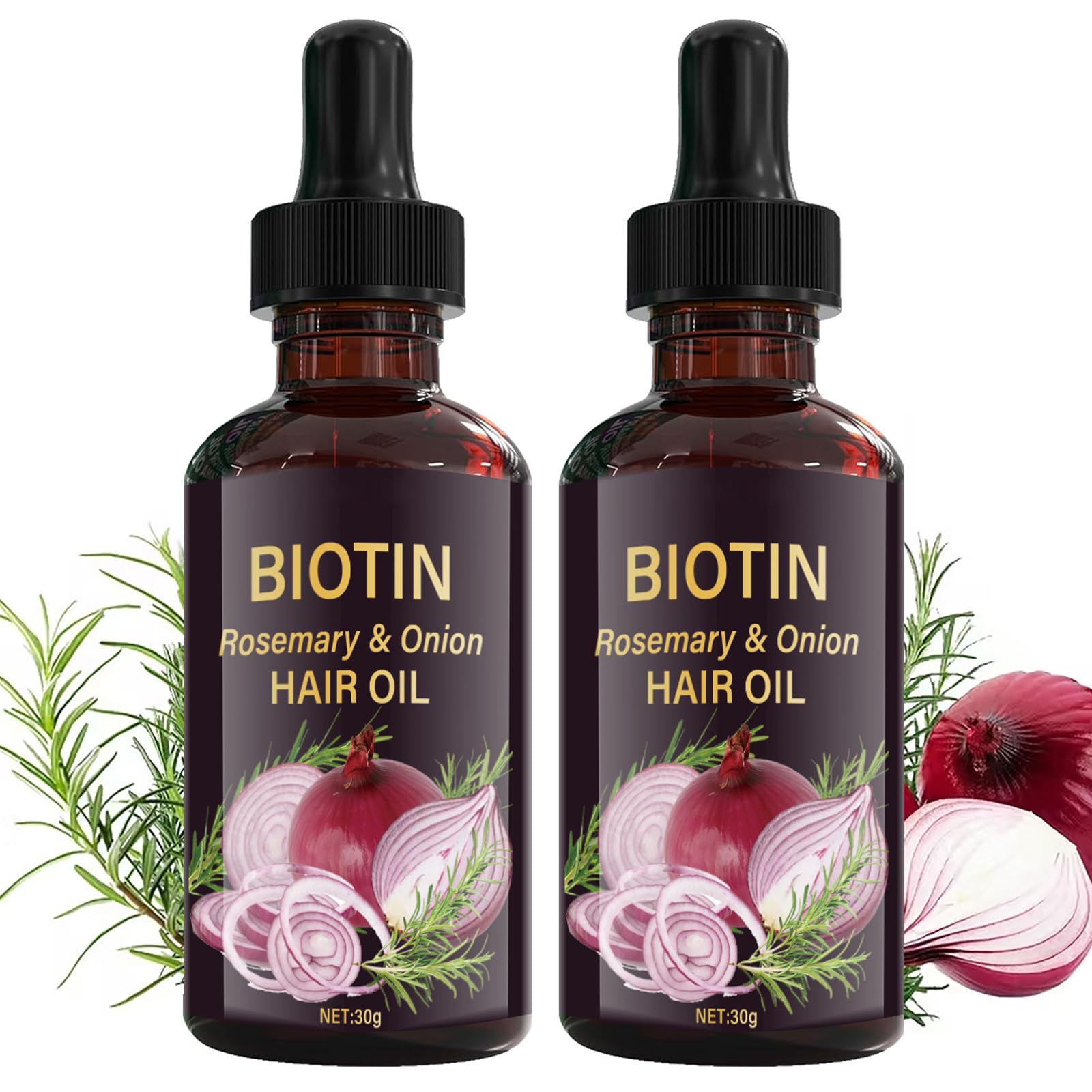 2PC Onion Hair Oil with Biotin & Rosemary, Onion Hair Growth Serum for Hydrating, Rosemary Hair Growth Oil for AntiFrizz Breaka