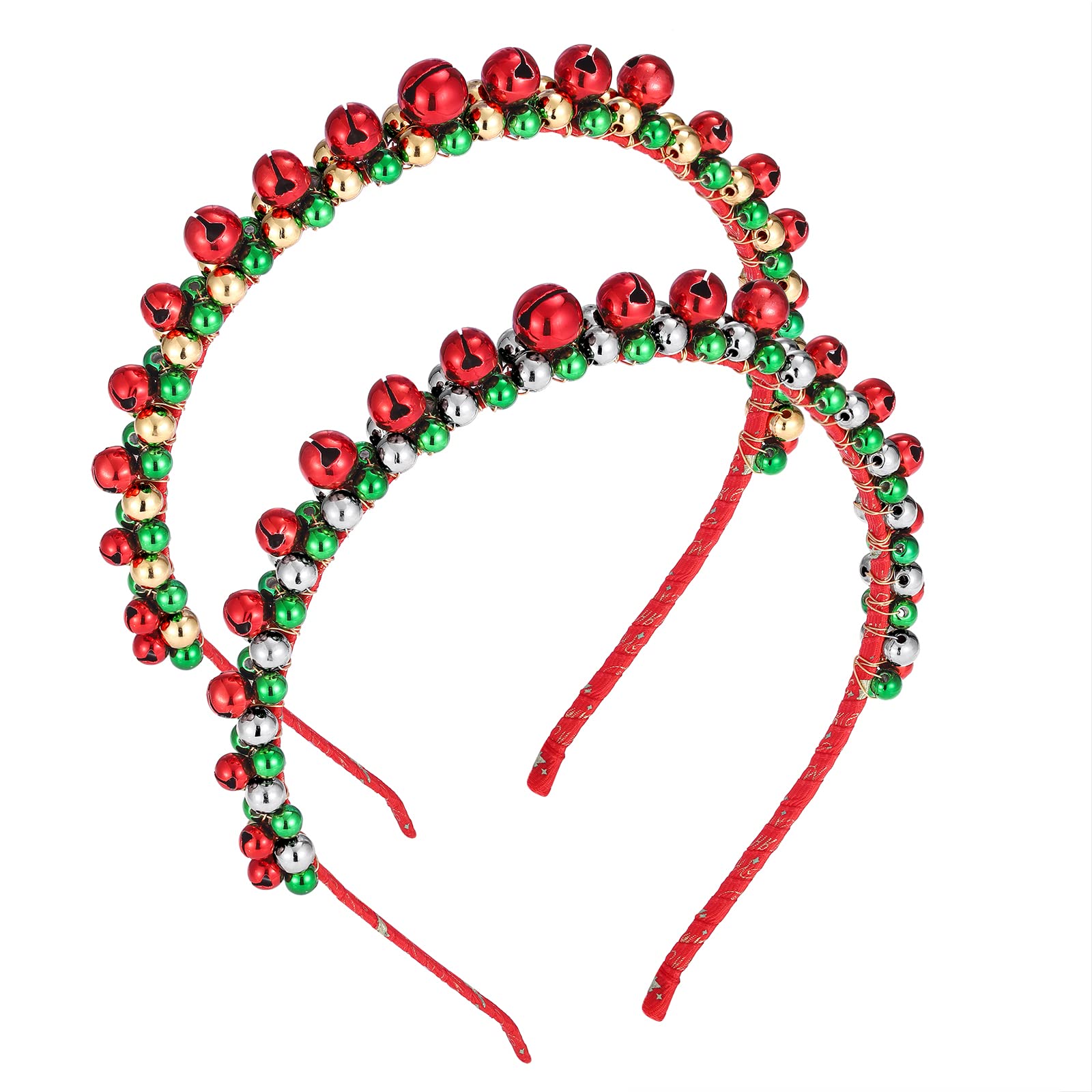HEIDKRUEGER Christmas Headbands for Women Red Green Gold/Silver Xmas Bow Holiday Bells Headbands Christmas Hair Hoop Accessories