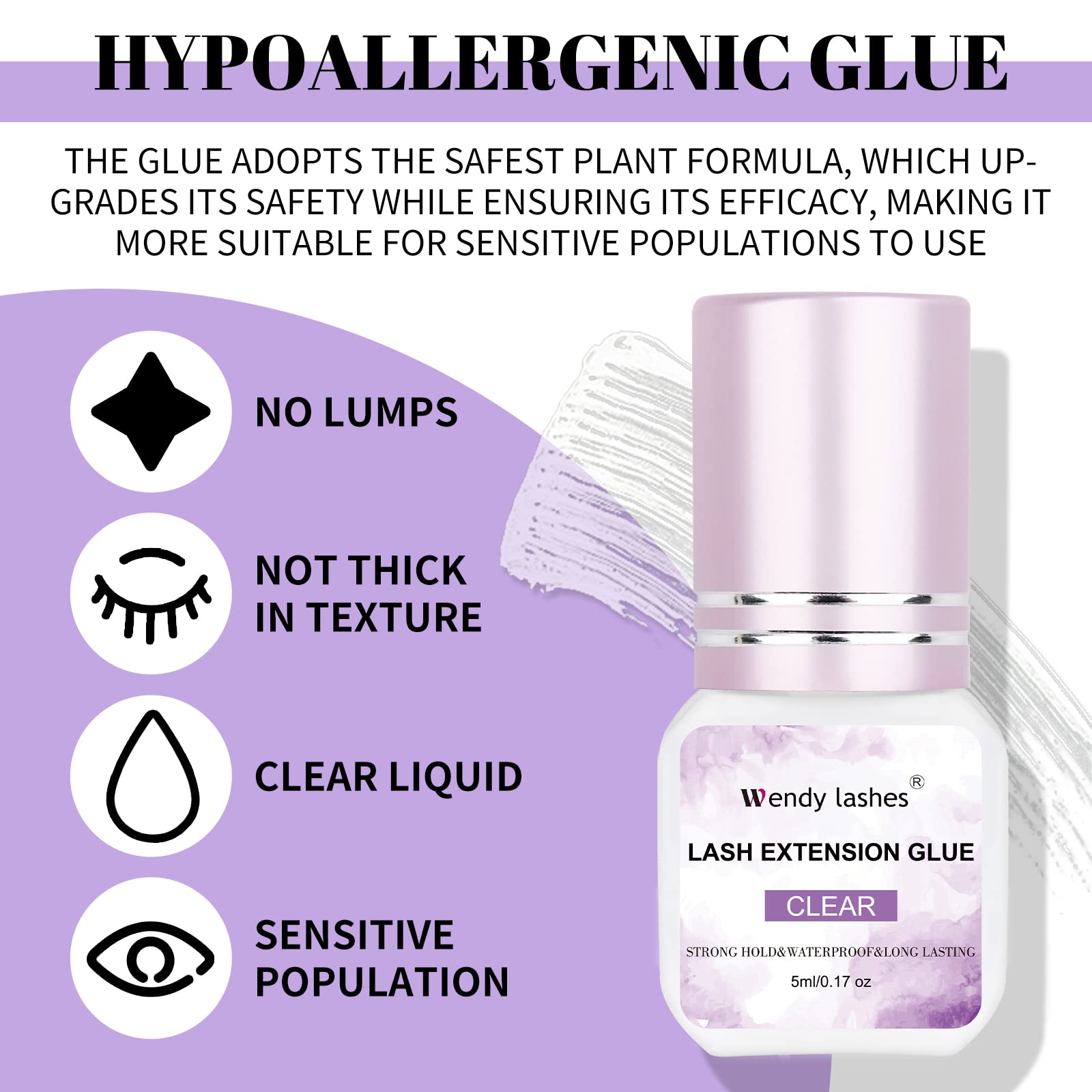 Lash Glue Lash Extension Glue 1-2S Fast Drying Strong Hold Clear Glue Long Lasting Glue Waterproof Eye Lash Glue Lash Extension
