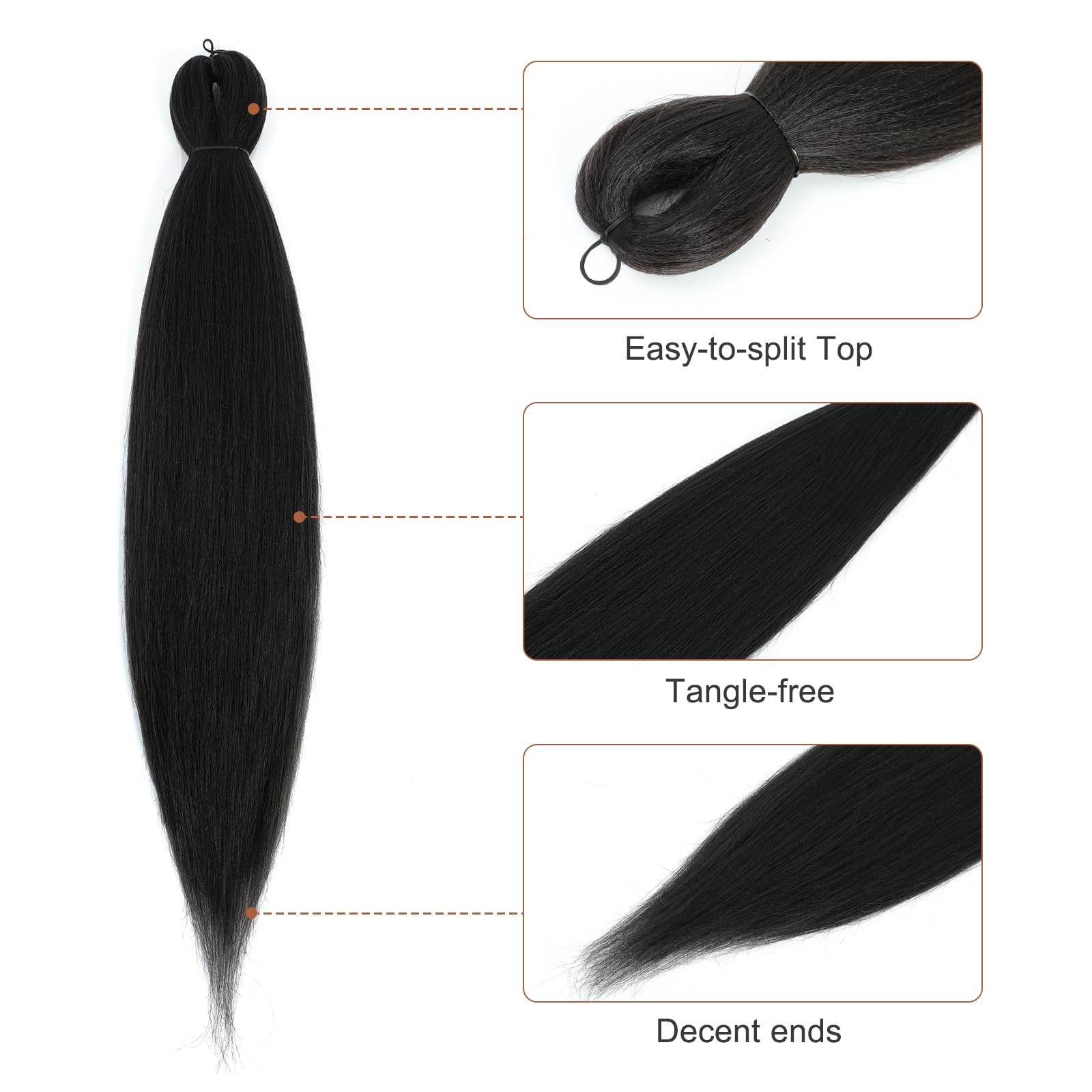 Difunee Pre-Stretched Braiding Hair - 16 Inch 6 Packs Natural Black Short Braiding Hair For Twist Or Box Braids, Yaki Texture Ho