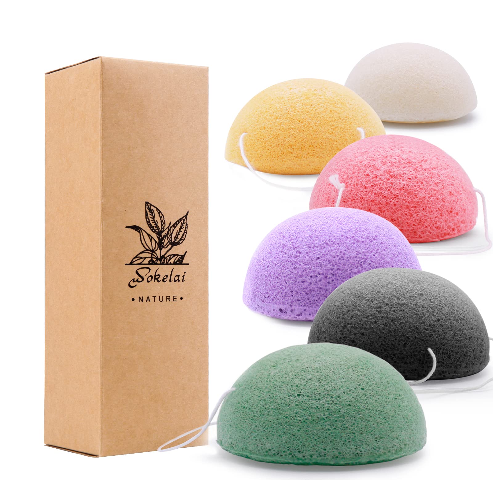 Konjac Facial Sponges For Cleansing Exfoliating - Konjac Face Sponge For Washing Face Body, Organic Natural Cleaning Puff Buff S