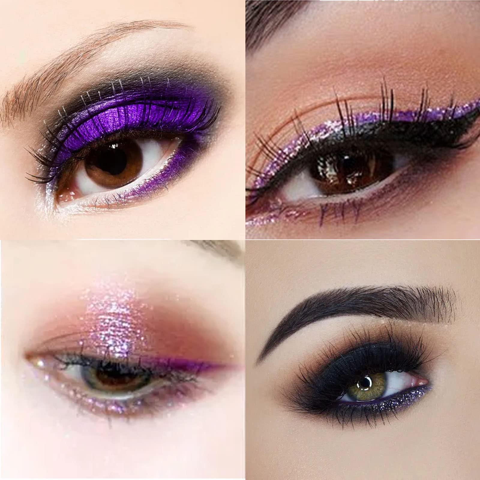 Rosarden Glitter Eyeliner Liquid, Purple Glitter Eyeliner, Long-Lasting Waterproof Quick-Drying Metallic Shimmer Glitter Liner,