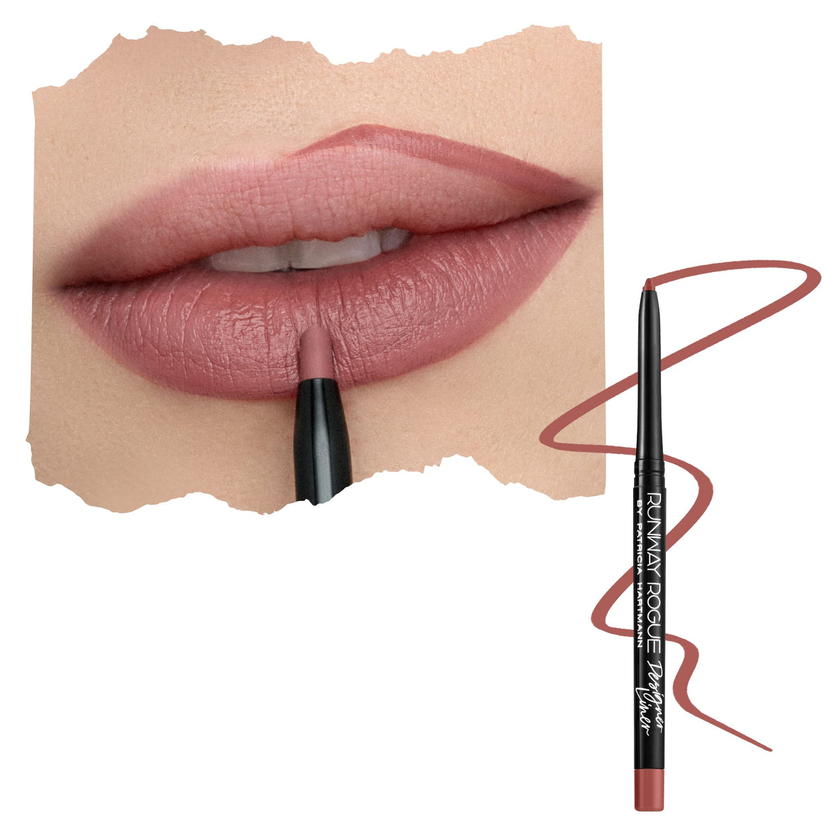Runway Rogue Designer Liner Lip Pencil, Matte Medium Dusty-Rose Lip-Liner Pencil and Lip-Liner Sharpener, Work It Babe