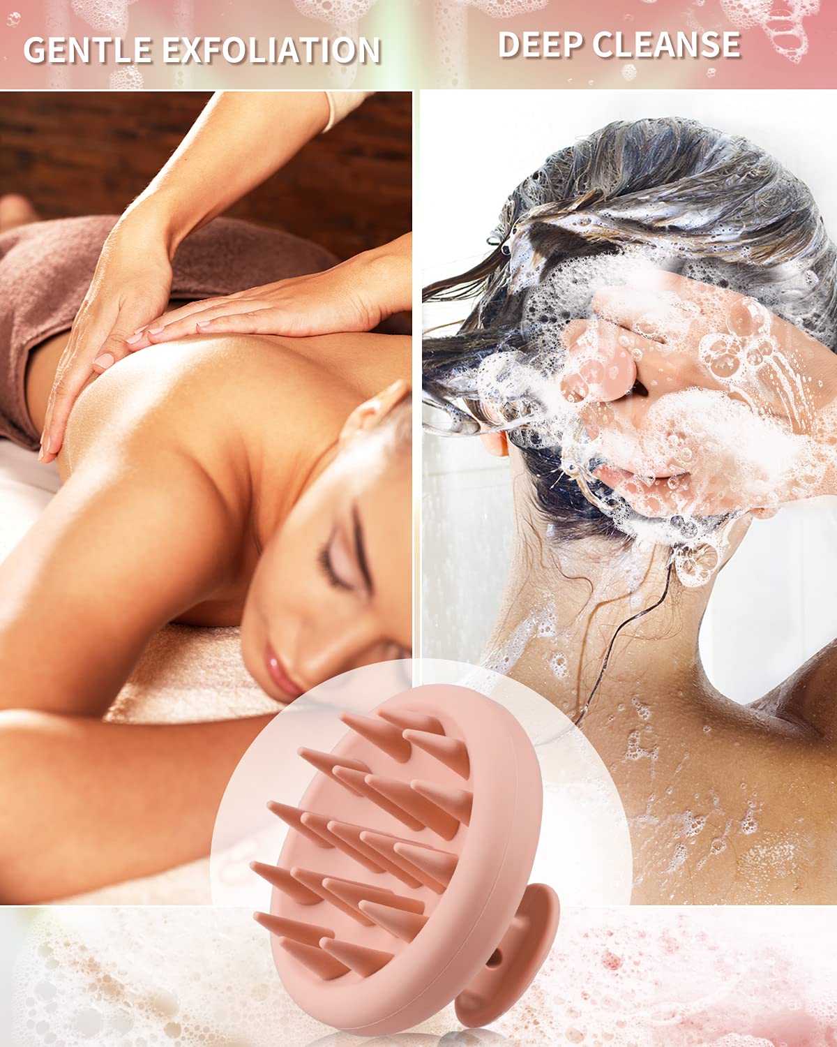 Beautlohas. Silicone Scalp Massager Shampoo Brush For Shower, Scalp Scrubber With Soft Bristles For Hair Growth & Dandruff Treat