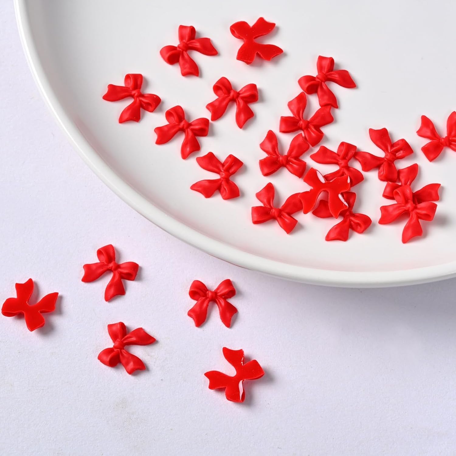 100Pcs Bow Nail Charms 3D Red Bow-Knot Nail Art Charms Cute Resin Bowknots Charms Valentine'S Day Nail Art Supplies Kawaii Red B