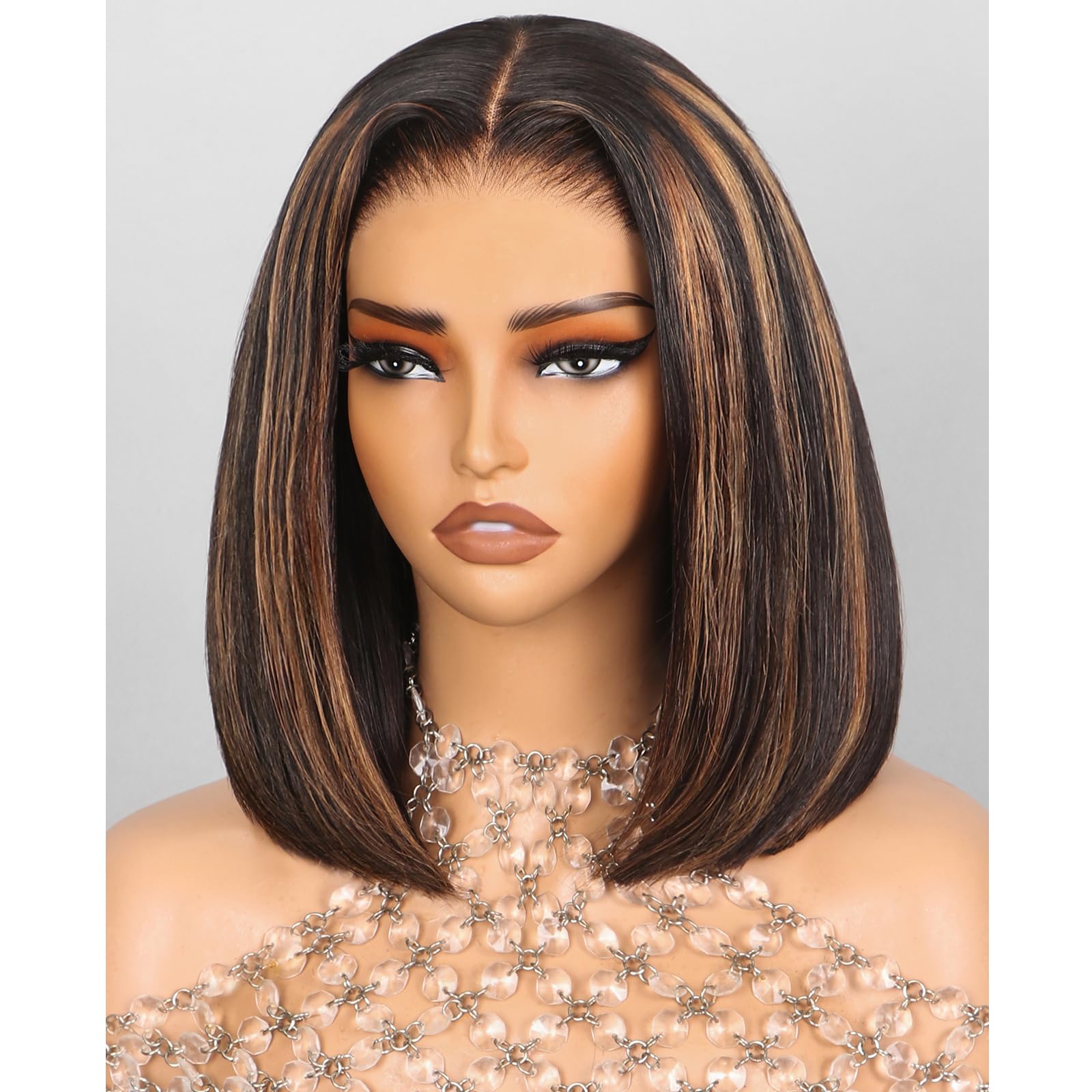Arabella Hair 12inch 6x6 Ready to Go Glueless Wig Human Hair 1B/30 Highlight Bob Wig Real 210% Density 12a Straight Bob Wigs Hum
