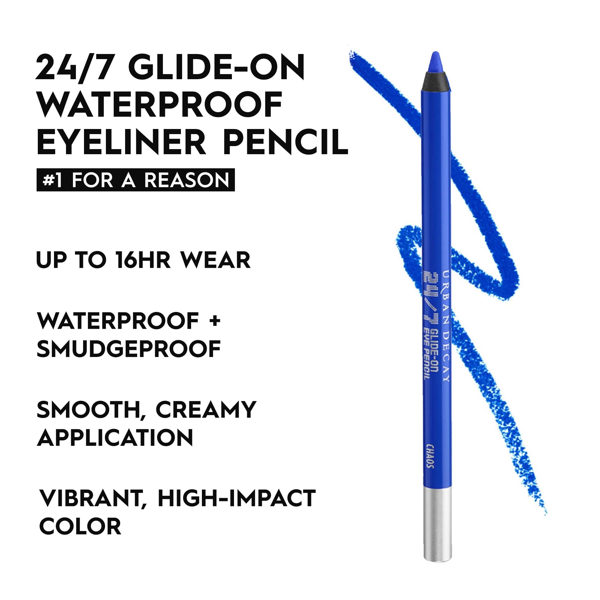 Urban Decay 24/7 Glide-On Waterproof Eyeliner Pencil - Long-Lasting, Ultra-Creamy & Blendable Formula - Sharpenable Tip - Chaos
