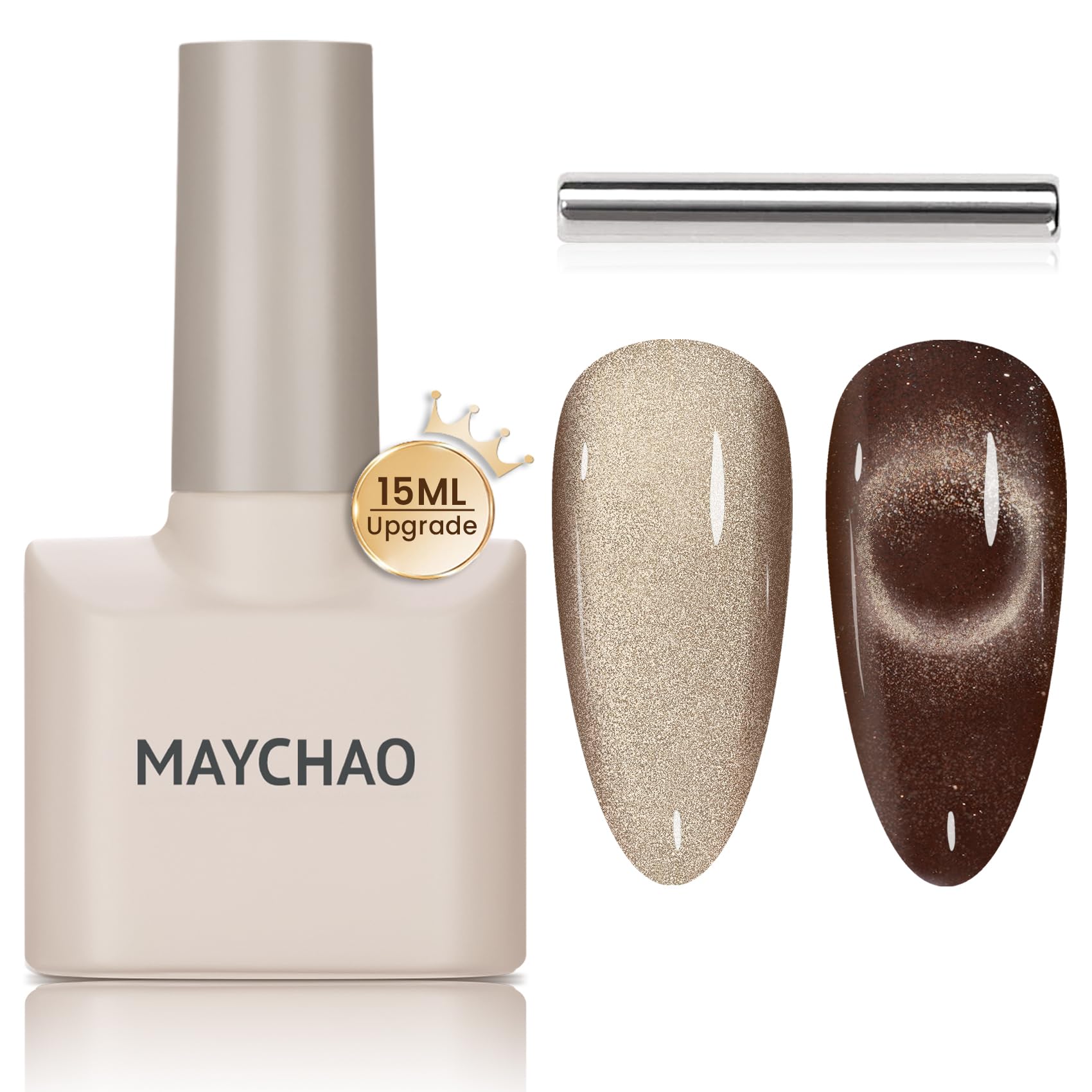 Maychao 15Ml Cat Eye Gel Nail Polish 1Pc Brown Black Gel Polish With Magnet Soak Off Holographic Magnetic Nail Polish For Nail A