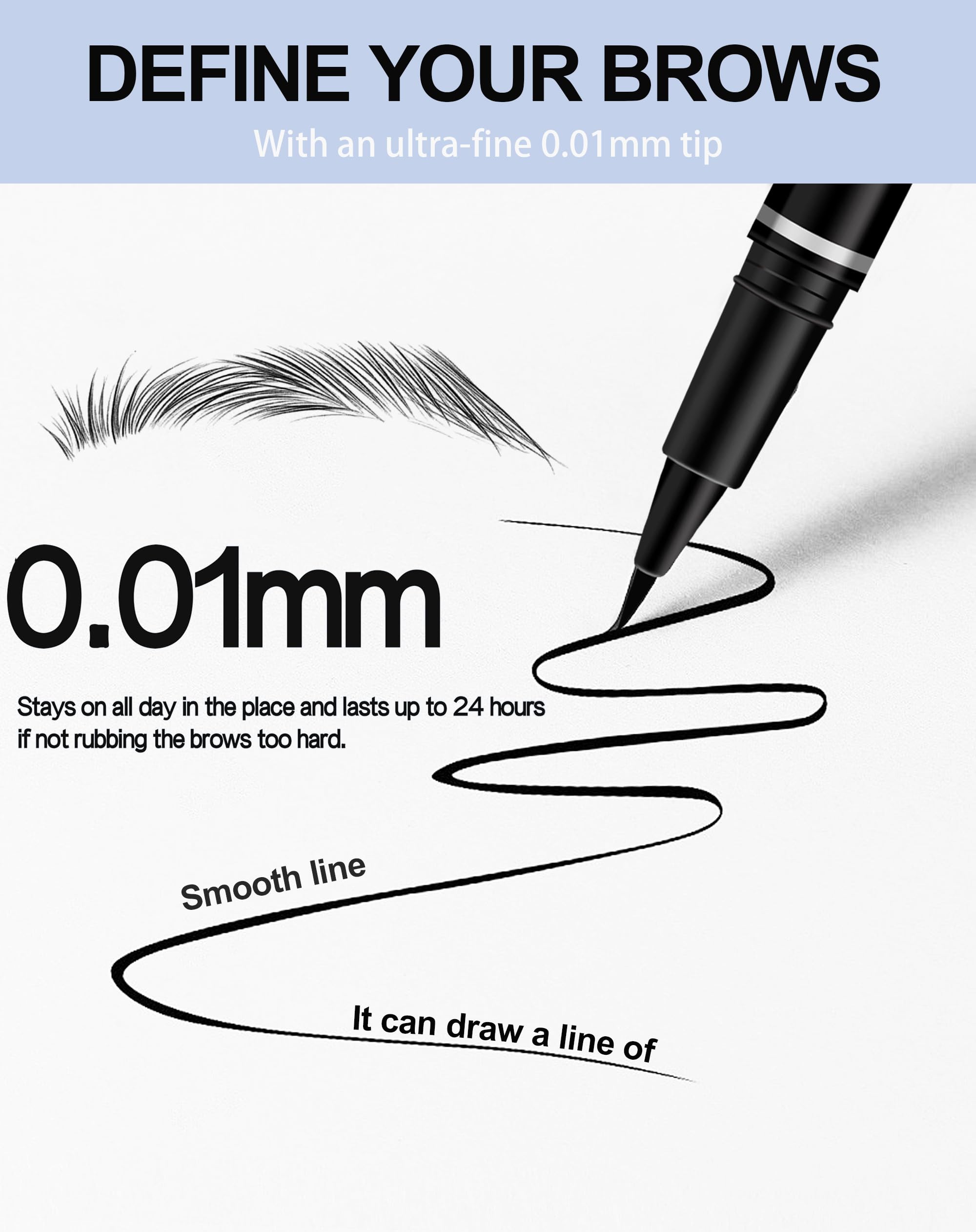 Easilydays Eyebrow Pencil Ultra-Fine Liquid Eyeliner, Wild Eye Makeup Water Eyebrow Pen, Waterproof Brow Pen Eye Pencil, Multifu