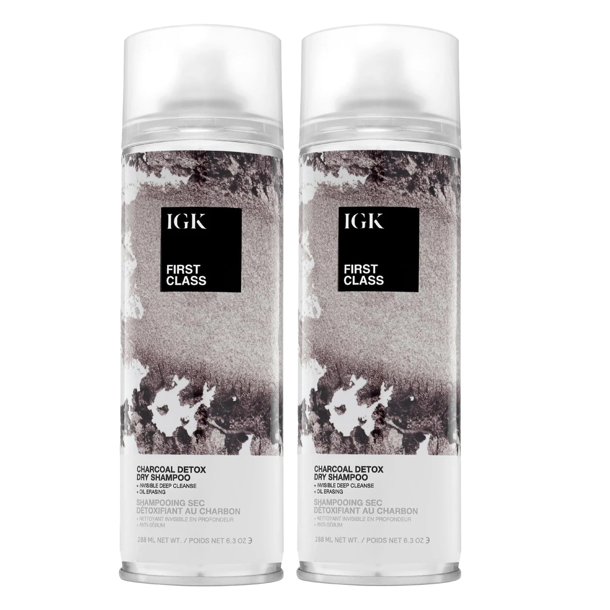 IGK First Class Charcoal Detox Dry Shampoo 2 Pack | Deep Cleansing For Oily Hair & Odor Absorbing | Adds Volume & Texture | For 