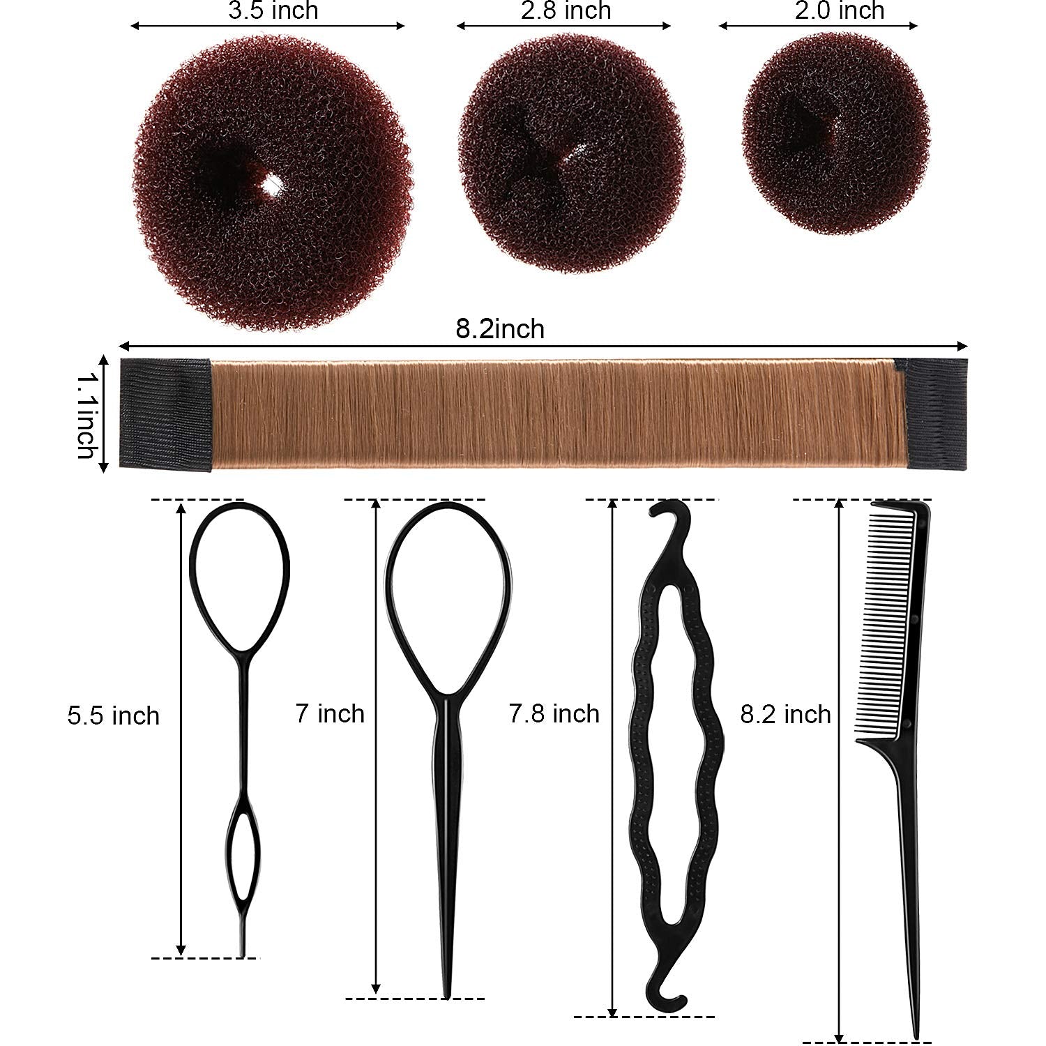 Bun Shaper Set With Donuts, Markers, Ponytail Tools, Bobby Pins, And Elastic Bands For Women And Kids