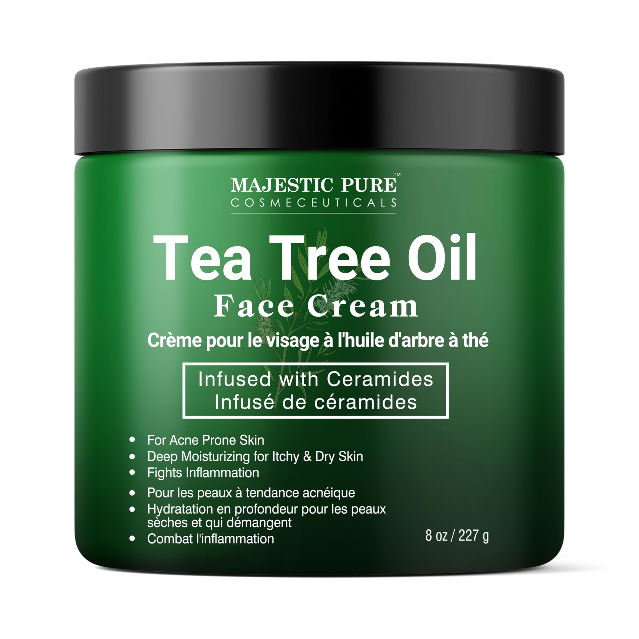MAJESTIC PURE Tea Tree Oil Face Cream | Cream for Dry & Itchy Skin, Acne, Scar, Day & Night Moisturizer Face Cream for Women & M