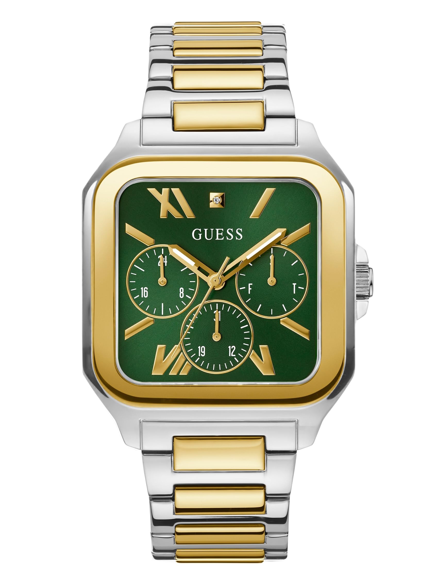 Guess Men Green Square Stainless Steel Dial Analog Watch Gw0631G1