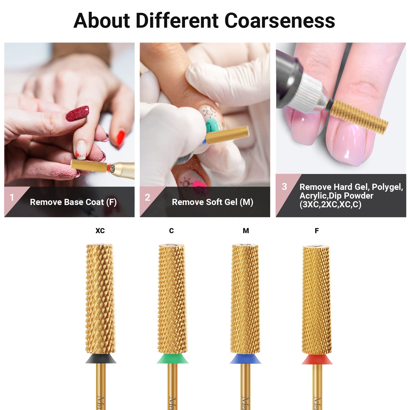 Melodysusie Super Long Tapered Nail Drill Bits, 3/32'' Carbide Tungsten Bits, Suitable For Manicure Pedicure Cuticle Gel Polishi