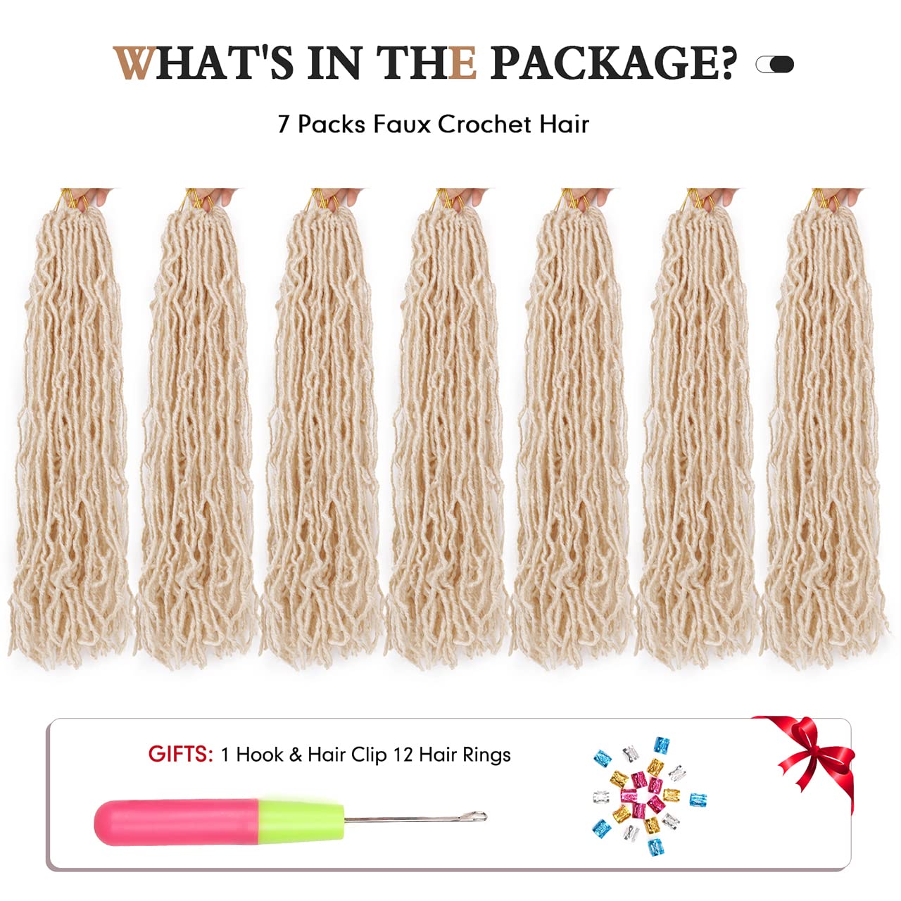 16 Inch Blonde Faux Locs Crochet Hair 7 Packs Soft Locs Crochet Hair Goddess Locs Hair Extensions