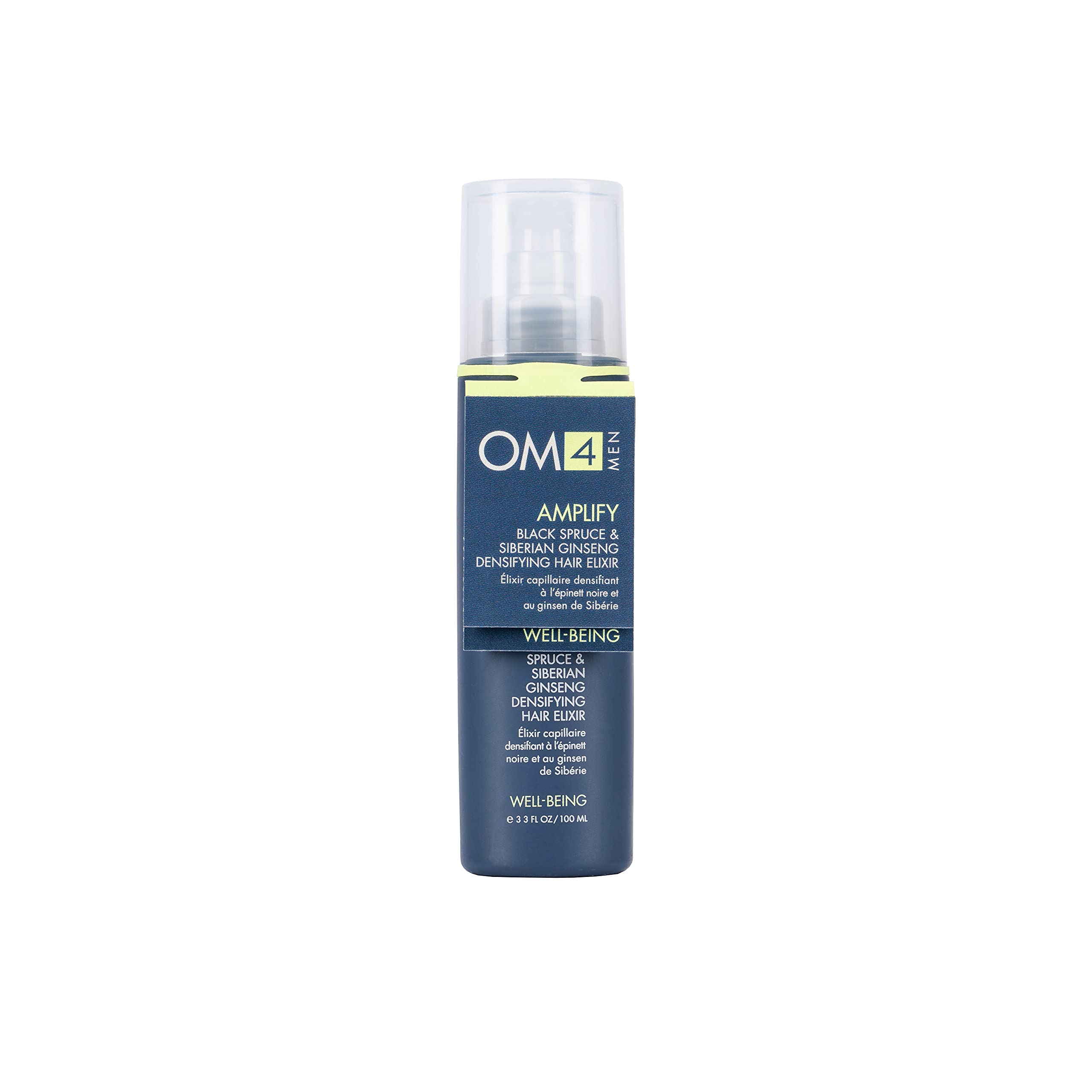 Organic Male OM4 Amplify: Black Spruce & Siberian Ginseng Hair Densifying Elixir - Mens Dual functioning scalp stimulating and 