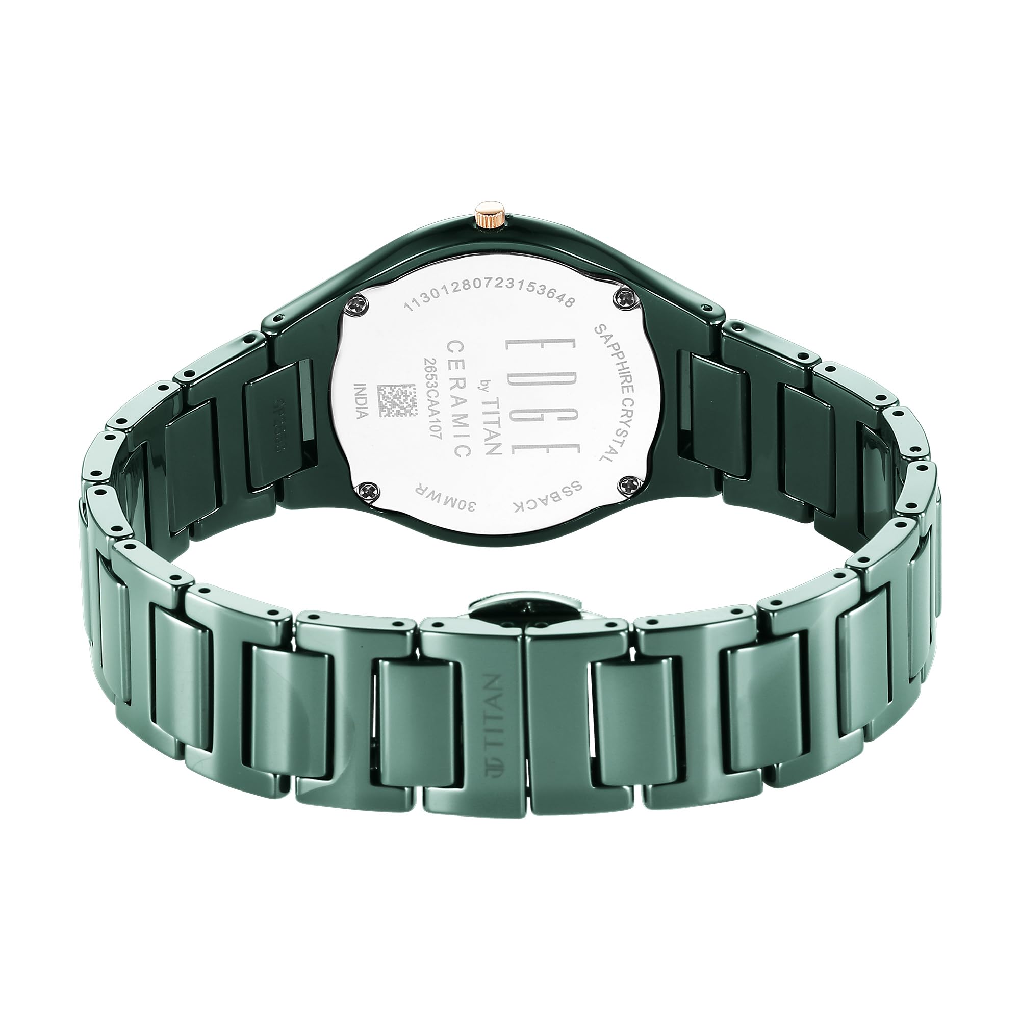 EDGE Titan Ceramic Quartz Analog Green Dial Ceramic Strap Watch for Women-NS2653QC06/NT2653QC06