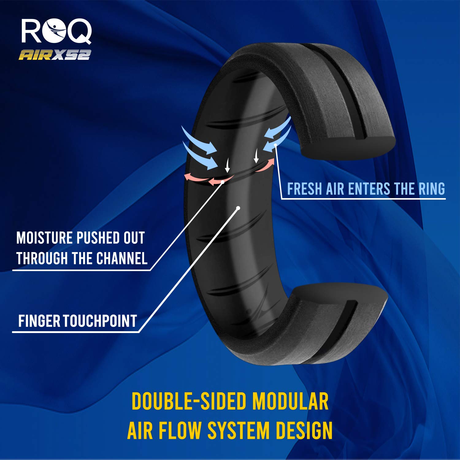 Silicone Wedding Ring - Duo Collection 2 Thin Lines - Grey-Black By Roq For Men - 9 Mm Ring
