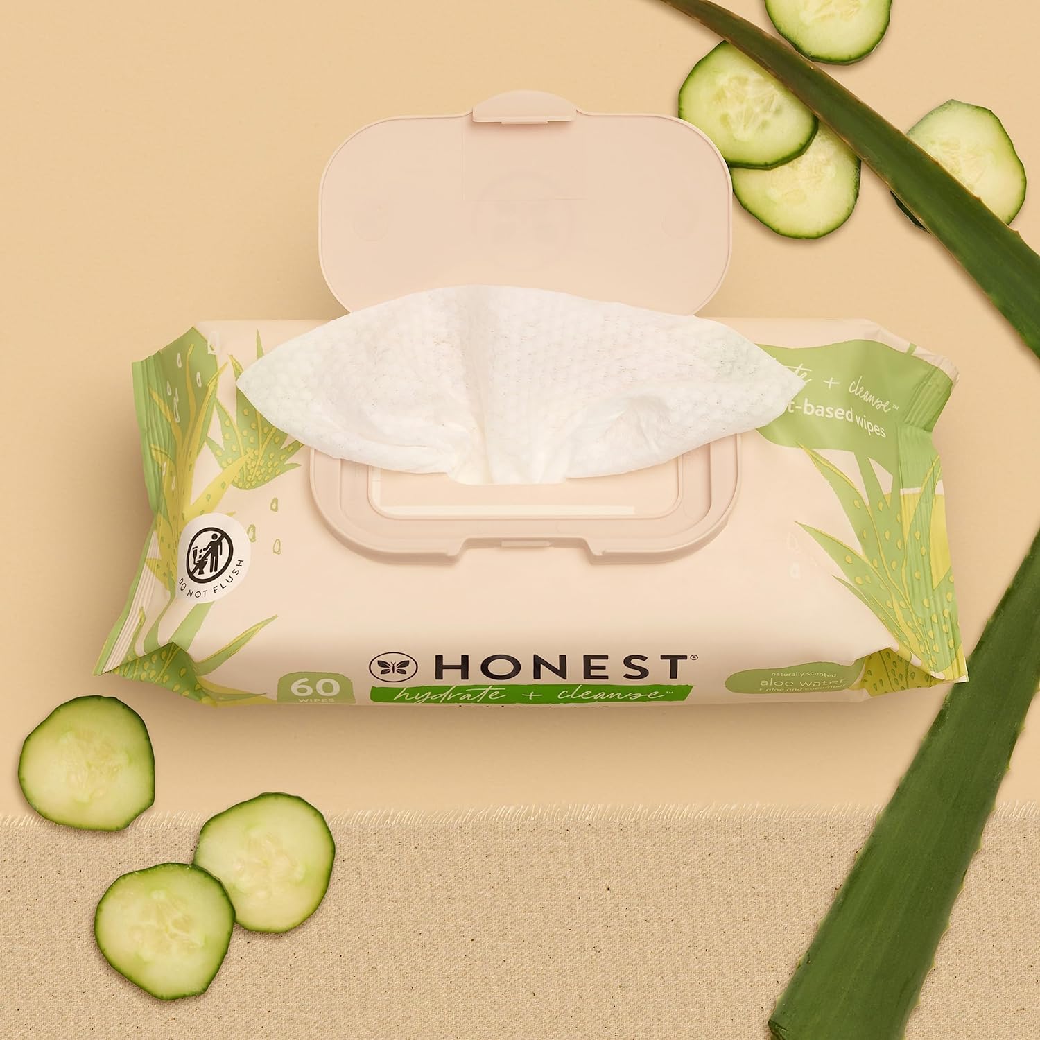 The Honest Company Hydrate + Cleanse Naturally Scented Wipes | Cleansing Multi-Tasking Wipes | 99% Water, Plant-Based, Hypoaller